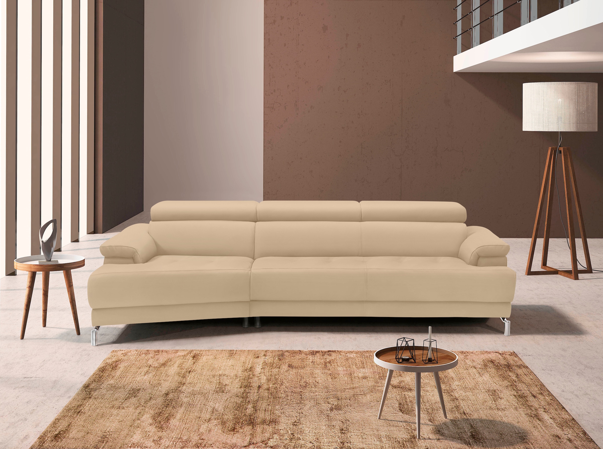 Egoitaliano Ecksofa »Soul, extravagantes Designsofa, Megasofa, super bequem, tolle Details«, mit Trapez-Abschlusselement, inkl verstellbarer Kopfteile