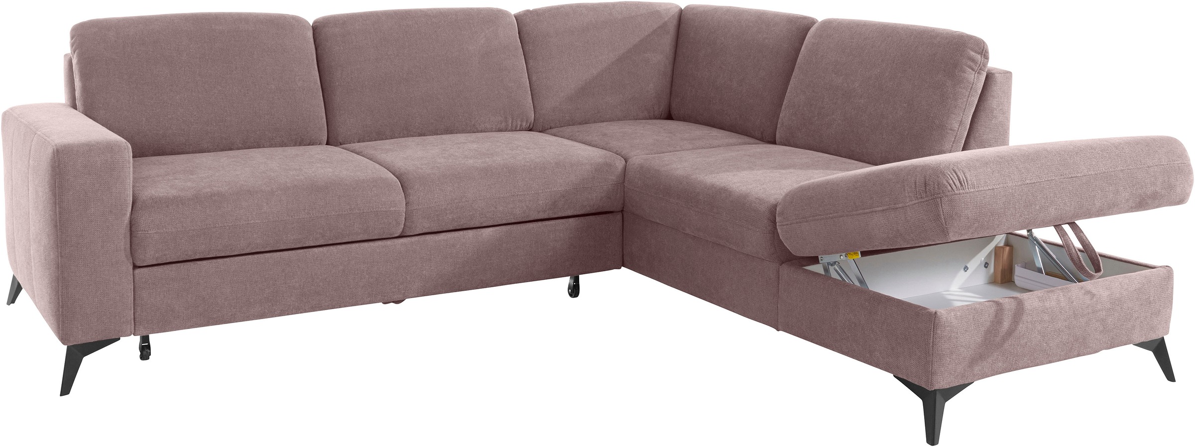 Places of Style Ecksofa »Lolland L-Form«, Wahlweise mit Bettfunktion und Stauraum, auch mit abwischbarem Bezug
