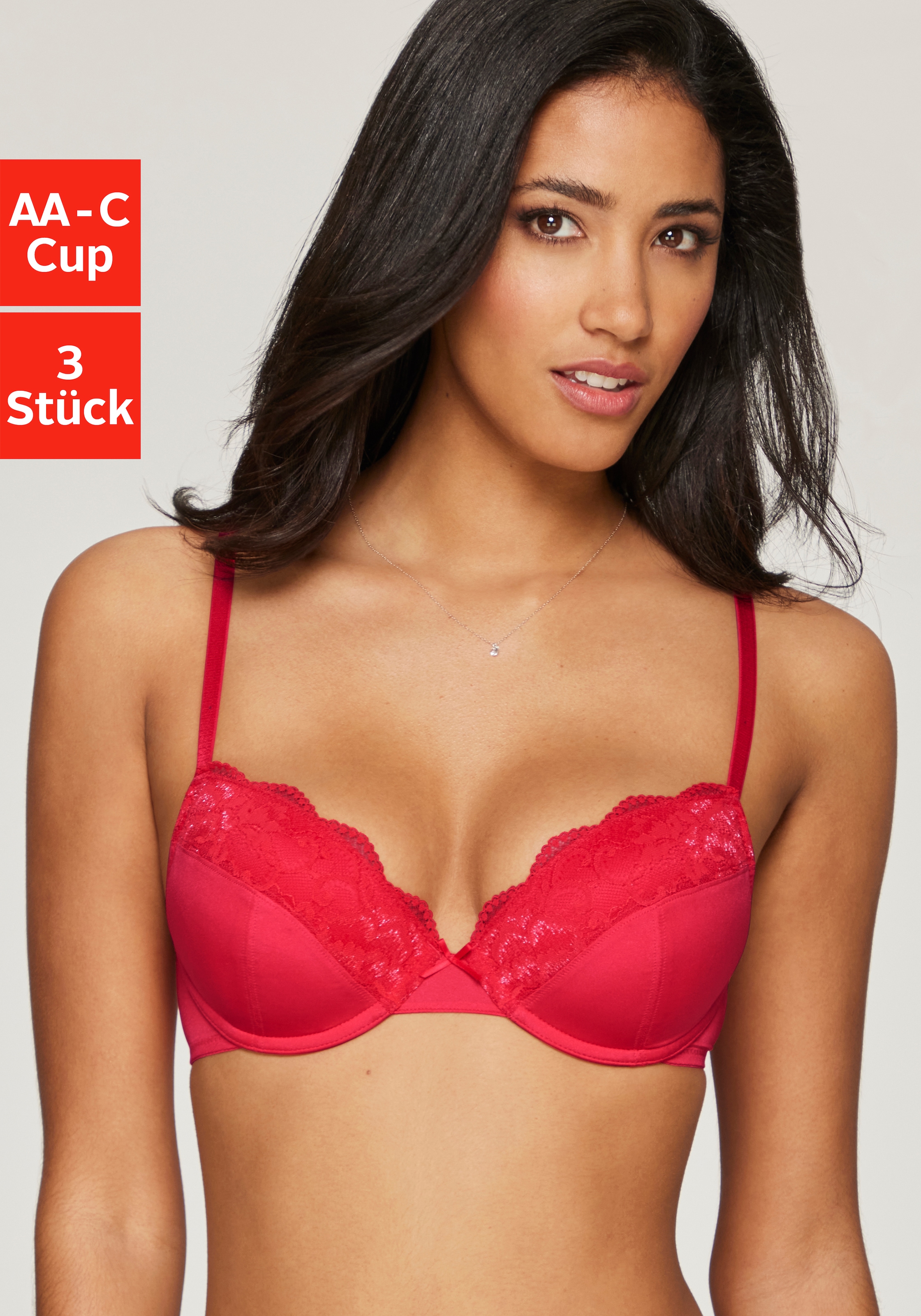 petite fleur by Lascana Soutien-gorge push-up Paquet, 3 pièces,  avec armature et coussin amovible