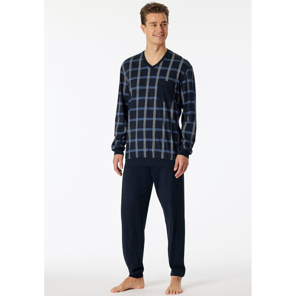 Schiesser Pyjama »"Comfort Nightwear"«, (2 tlg.), mit klassischem Karo-Muster und aufgesetzter Brusttasche