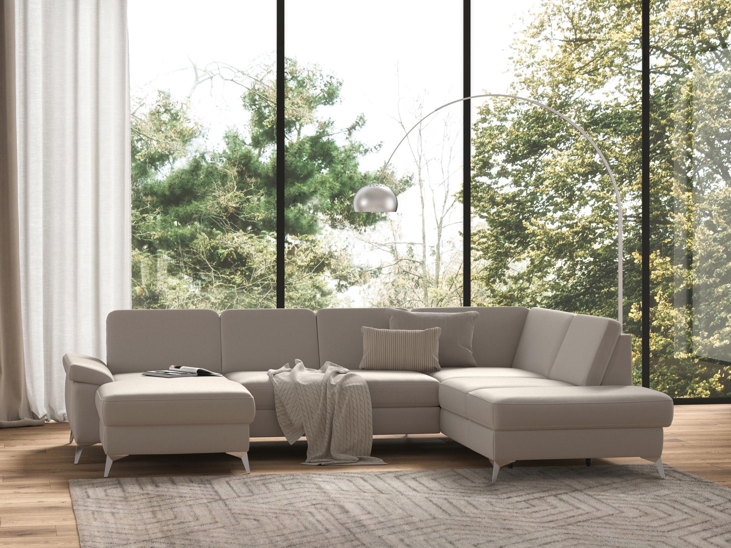 sit&more Wohnlandschaft »Padua U-Form« inklusive Sitztiefenverstellung, Armteilfunktion und Federkern