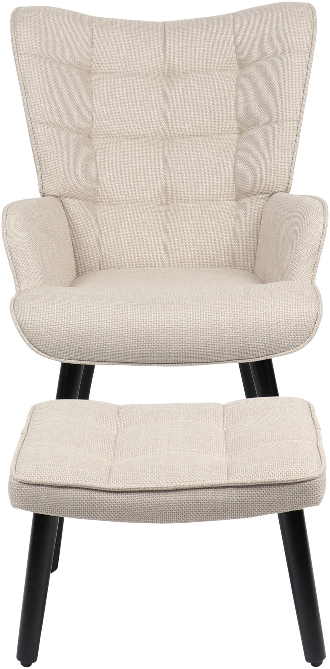 HELA Loungesessel »PAROS«, (Set, 2 St., Sessel mit Hocker), Sessel mit Hocker;Loungesessel;4-Fuss Massiv;Webstoff;Armlehnen