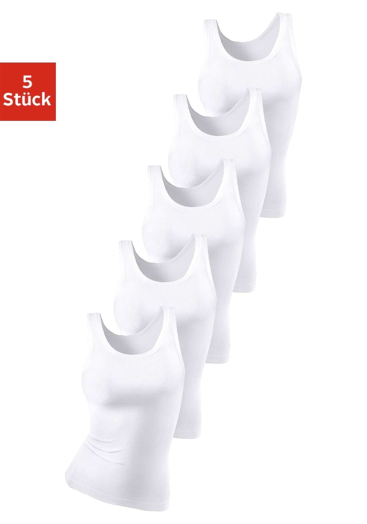Image of petite fleur Unterhemd 5er-Pack, weiche Doppelripp-Qualität, tiefer Rundhalsausschnitt