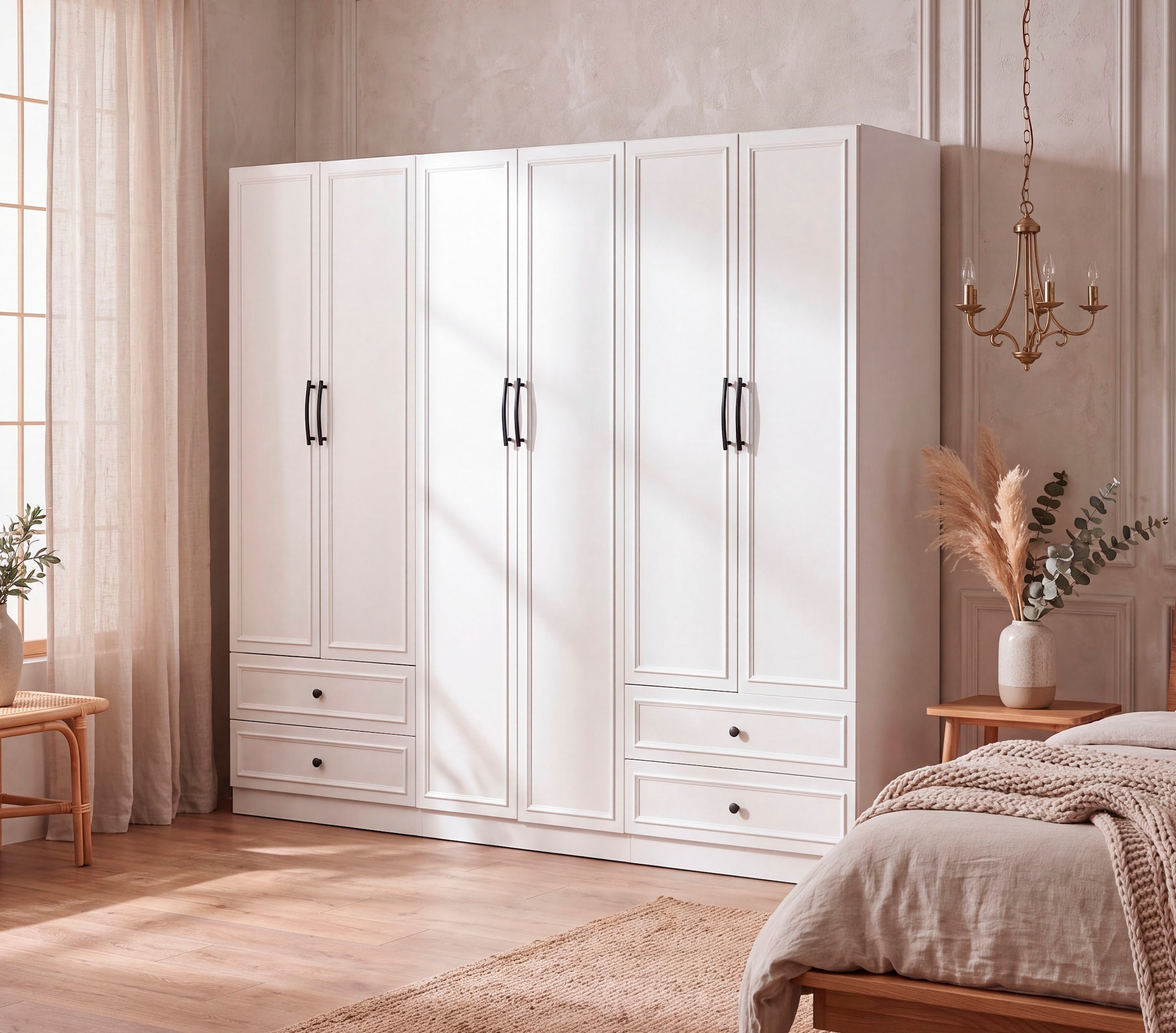 GOODproduct Armoires à vêtements »Arrian 240 cm Weiss | 6-türiger Drehtürenschrank im Landhausstil« ESPACE DE RANGEMENT XXL POUR VOTRE MAISON