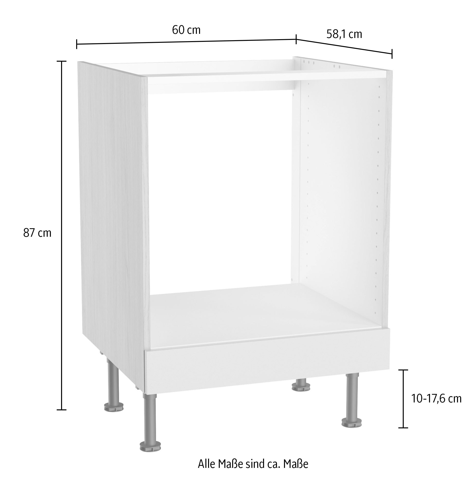 KOCHSTATION Armoire encastrée pour cuisinière »KS-Lucy« Breite 60 cm, 1 Blende, höhenverstellbare Füsse