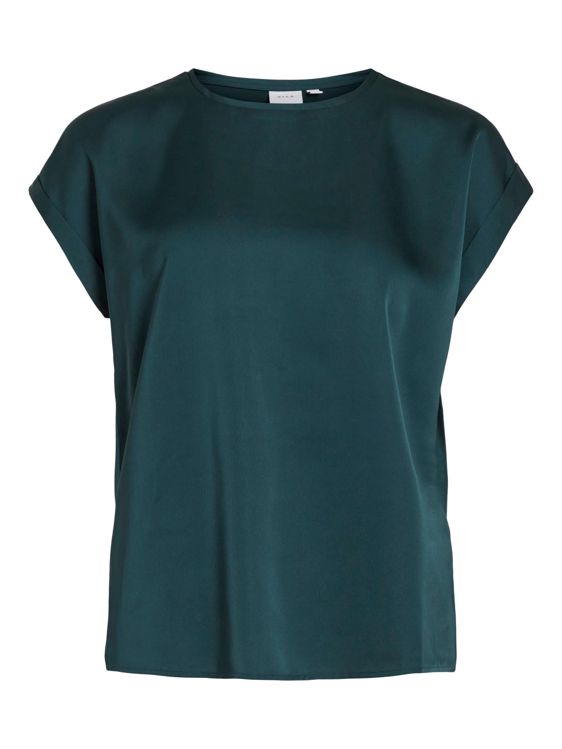 Vila Kurzarmshirt »VIELLETTE S/S SATIN TOP - NOOS«, Satin Optik