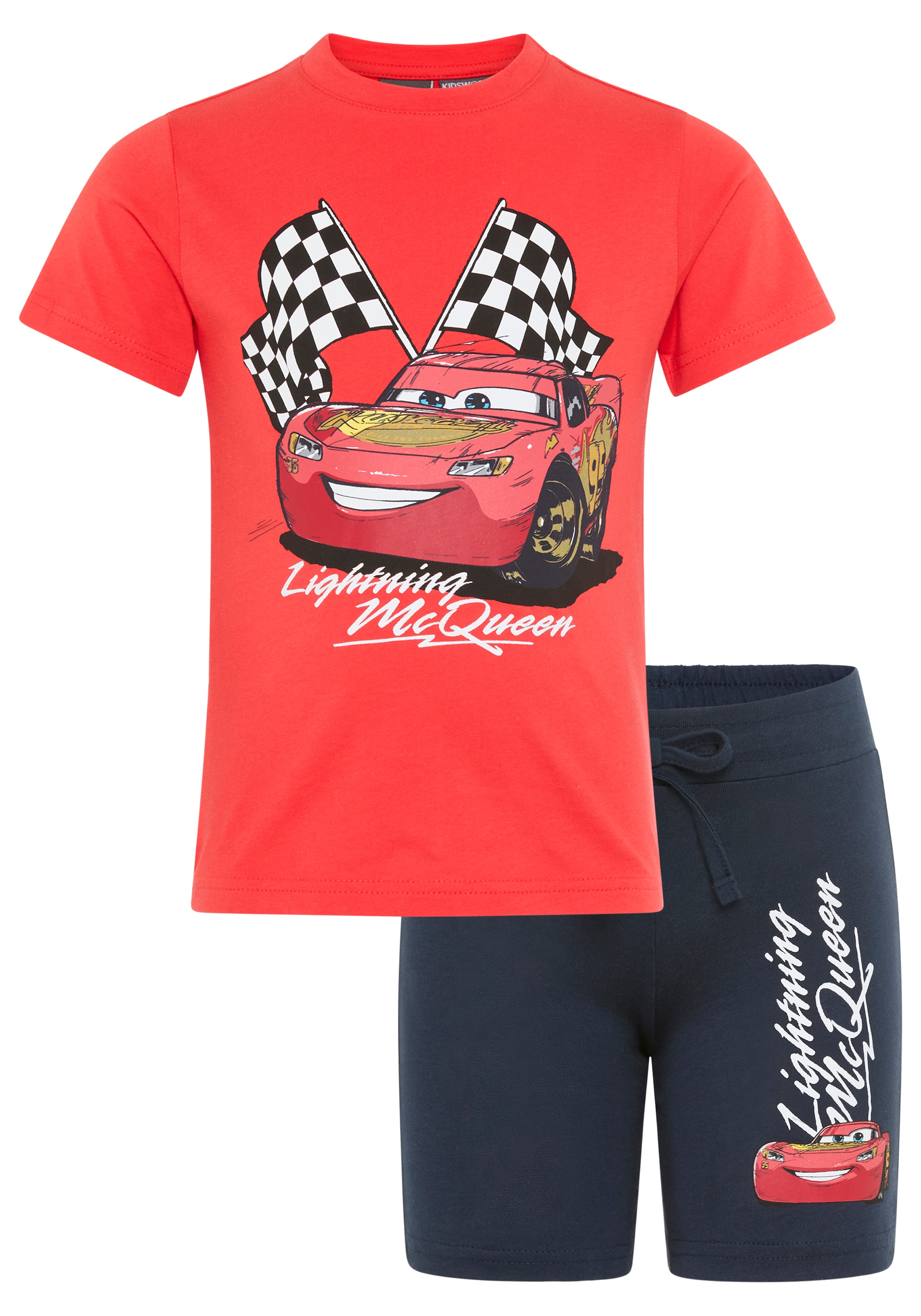 KIDSWORLD T-shirt & short »CARS 2tlg. Set T-Shirt+Hose: LIGHTNING MCQUEEN - Disney« Ensemble, 2 pièces ensemble en coton. Taille petit, veuillez commander une taille au-dessus