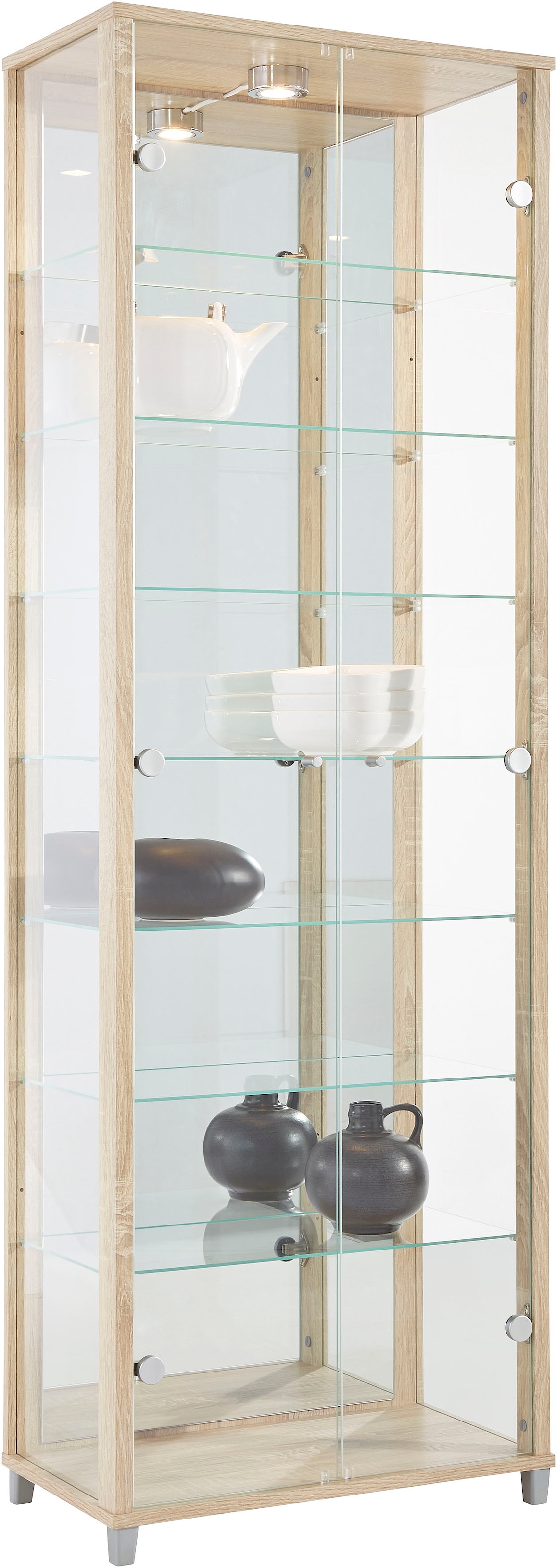 Image of fif möbel Vitrine "OPTIMA" Standvitrine/Glasvitrine 2x Glastür,perfekt für Sammler,Sammlervitrine
