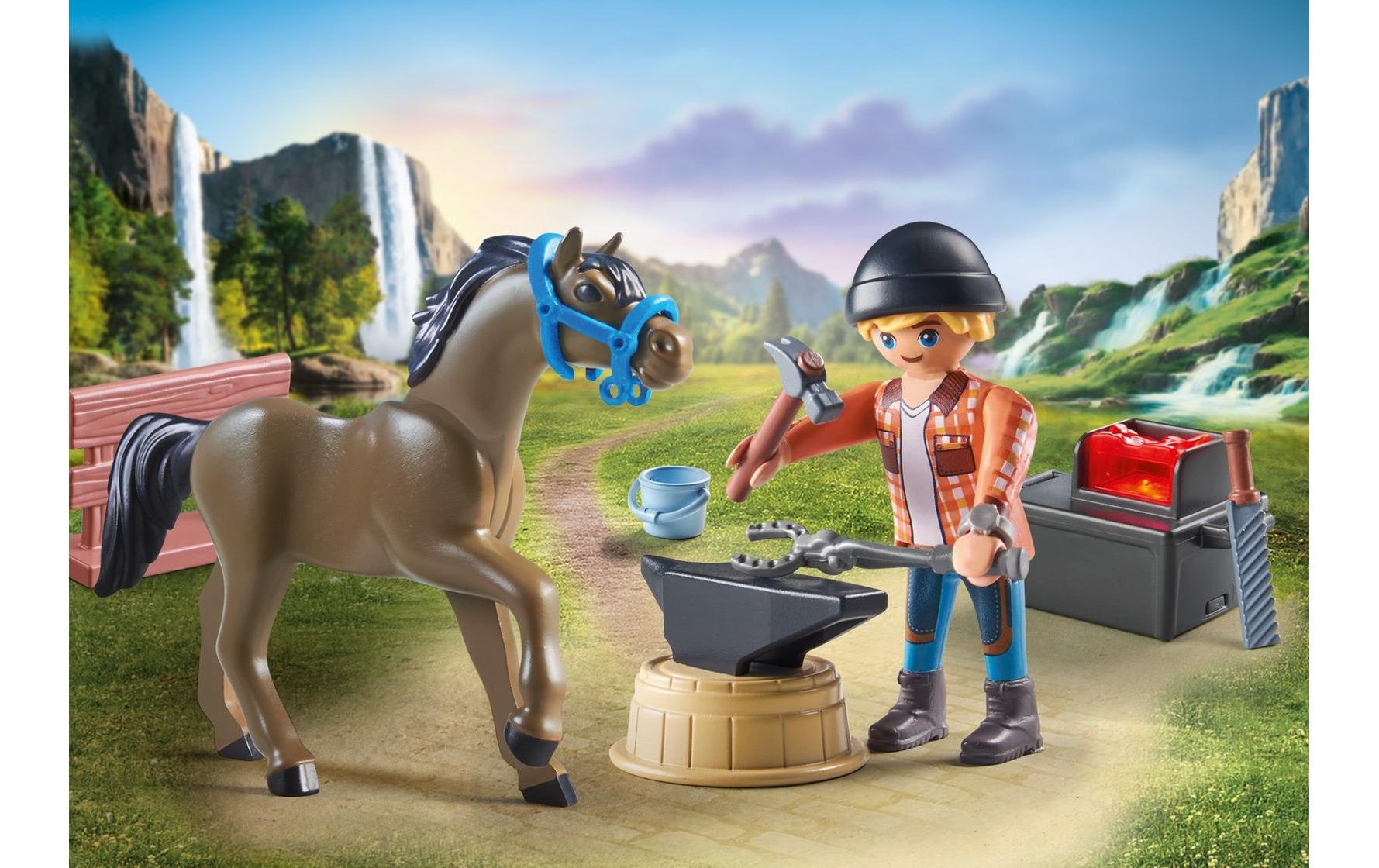 Playmobil® Spielbausteine »Horses of Waterfall Hufschmied Ben & Achilles 71357«