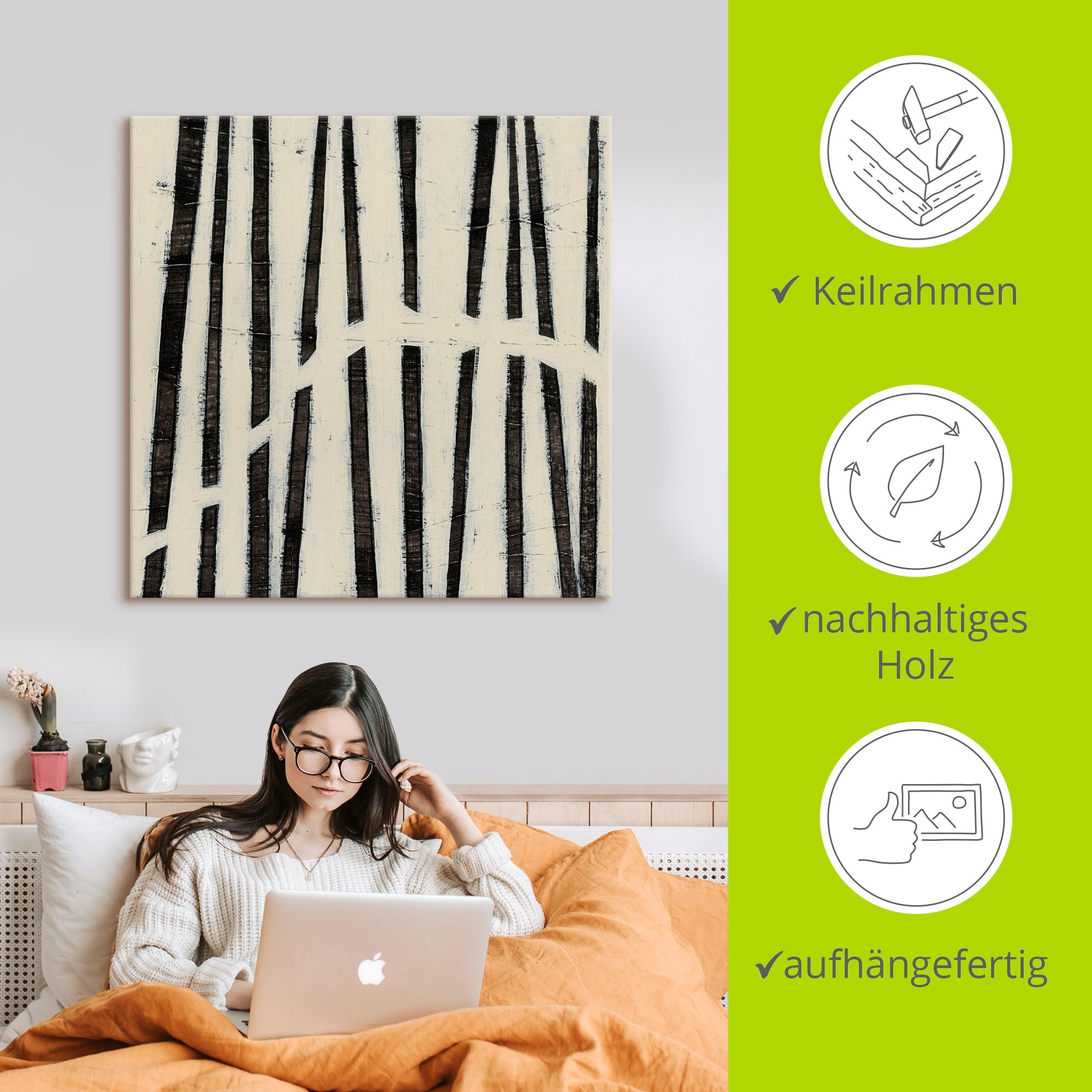 Artland Tableau sur toile »Hieroglyph I« 1 cuis tlg. auf Holzrahmen gespannt