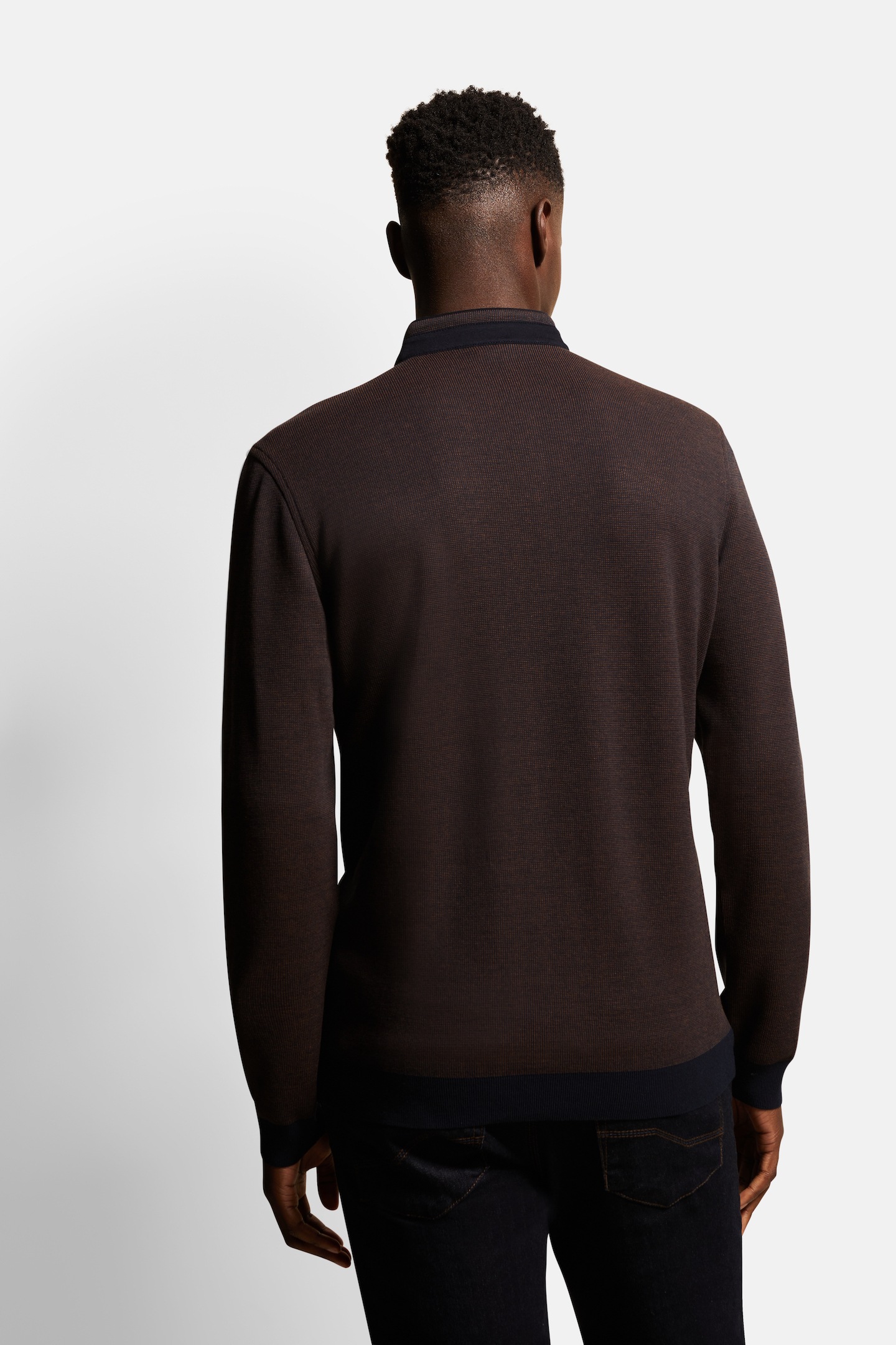 bugatti Langarm-Poloshirt, mit Stehkragen