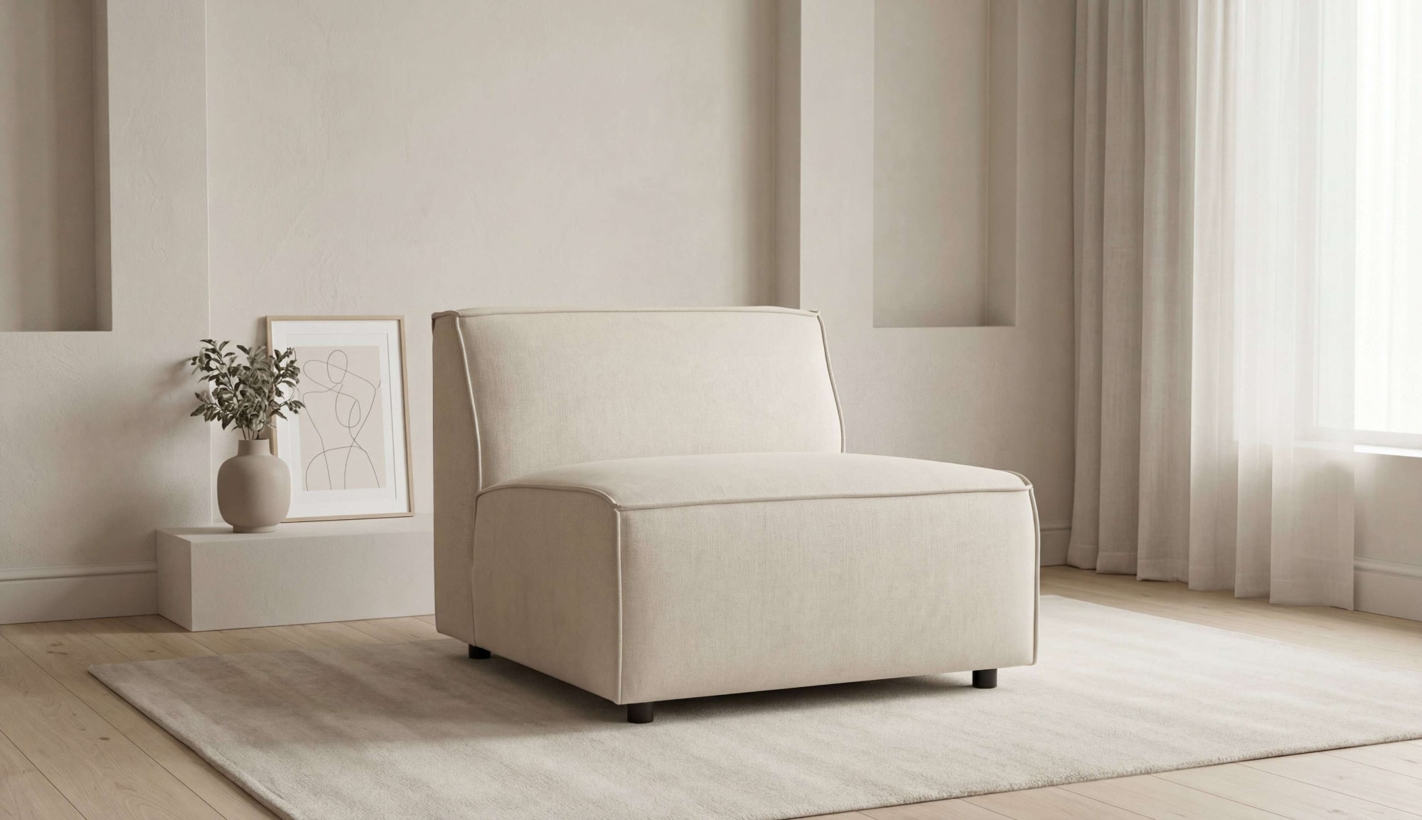 GOODproduct Sessel »Jorrena, extra weicher Chenille-Stoff« Armloser 1-Sitzer, 3 Komfortstufen, 90x105 cm, mit Wellenunterfederung