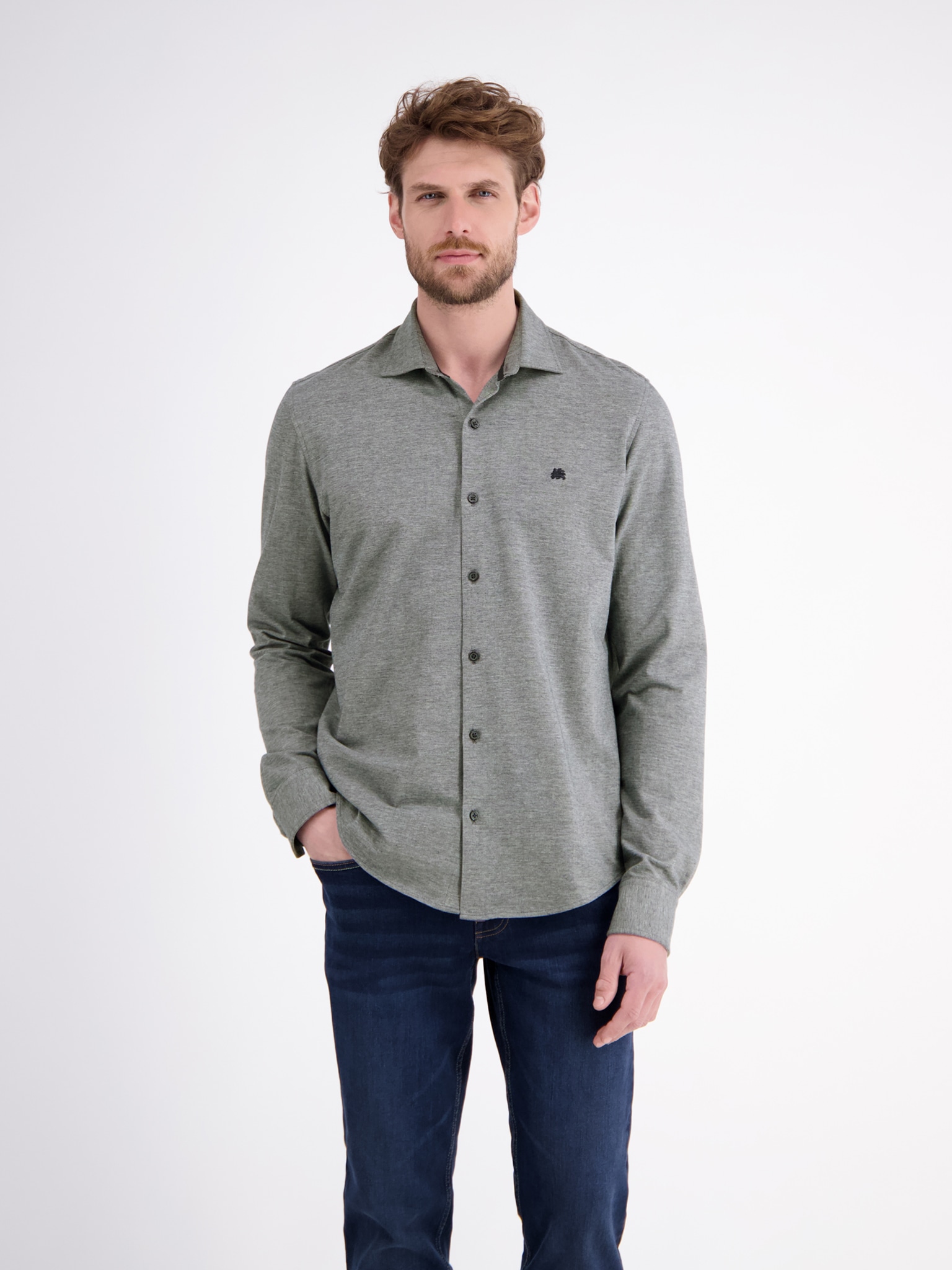 LERROS Langarmhemd mit Logo Stickerei