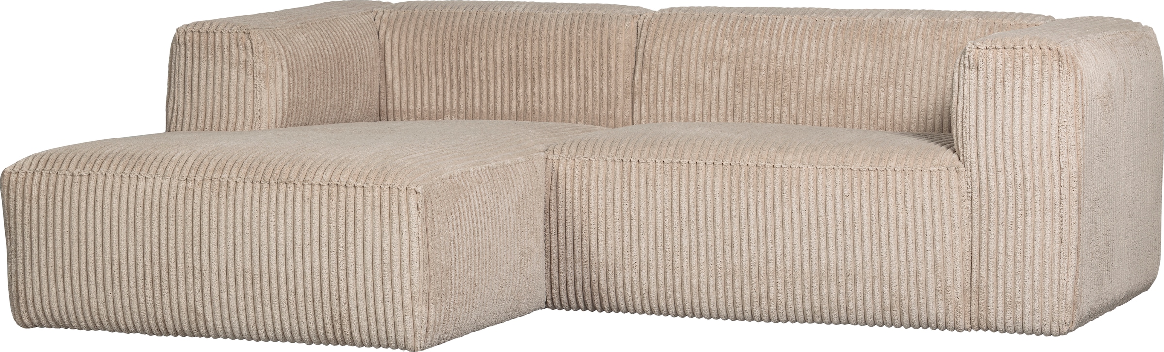 WOOOD Canapé d'angle »Bean Ripsbezug vollständig bezogen, H 73 x B 254 x T 175 cm« gauche, capacité de charge 100 kg par siège, bonne résistance à l'usure