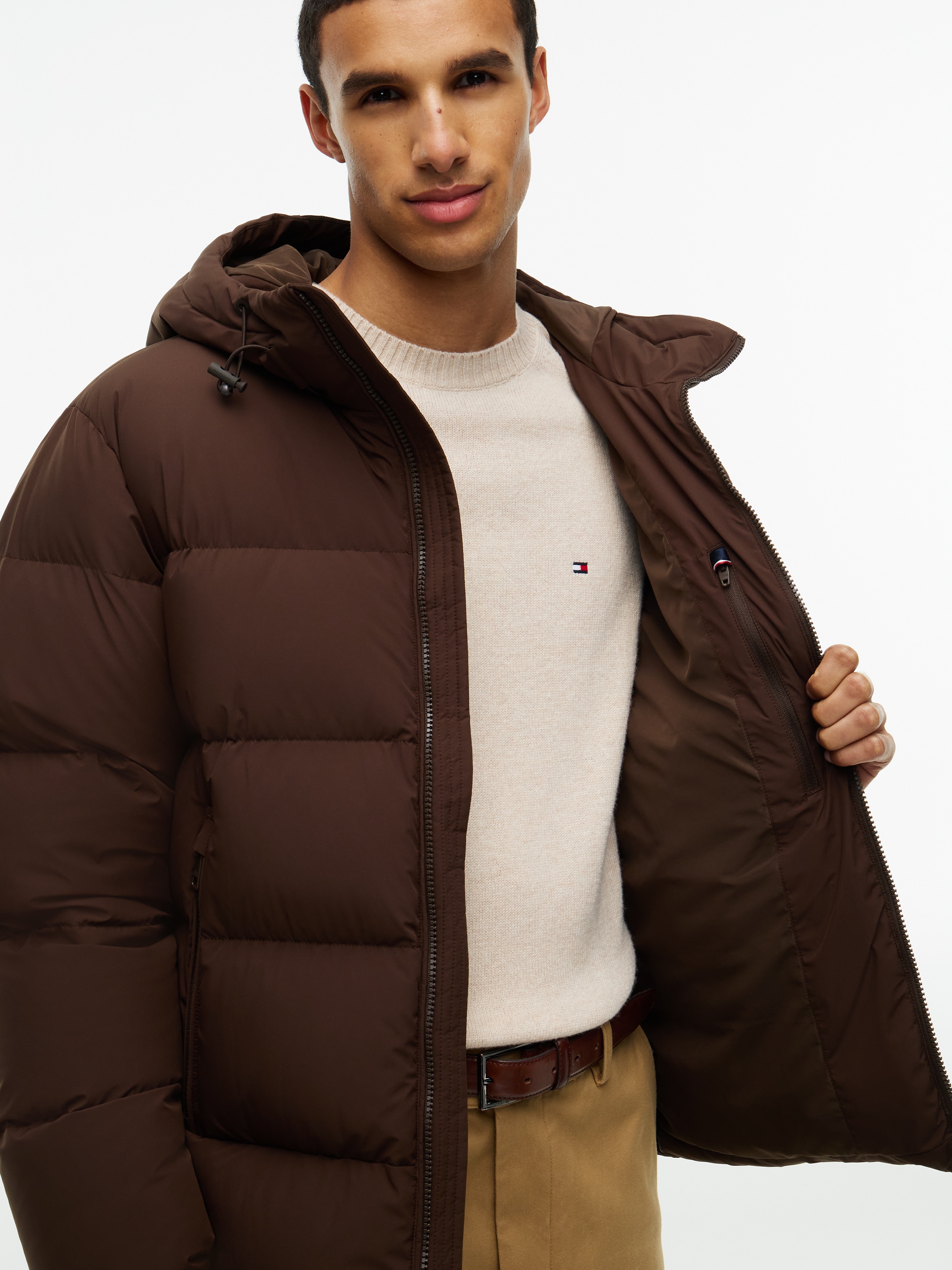 Tommy Hilfiger Doudoune »DOWN HOODED PUFFER JKT« avec capuche avec écusson logo, avec capuche, avec rembourrage en duvet