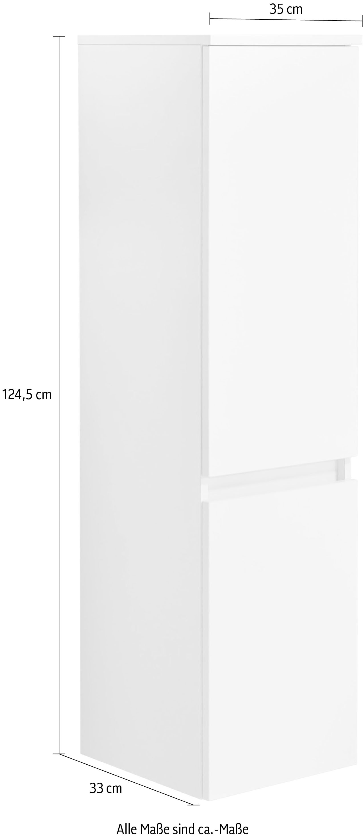 Saphir Midischrank »Quickset 360 Badschrank in Weiss Glanz mit 2 Türen, 3 Glas-Einlegeböden« inkl. Türdämpfer, 35 cm breit, 124,5 cm hoch, grifflos, wandhängend