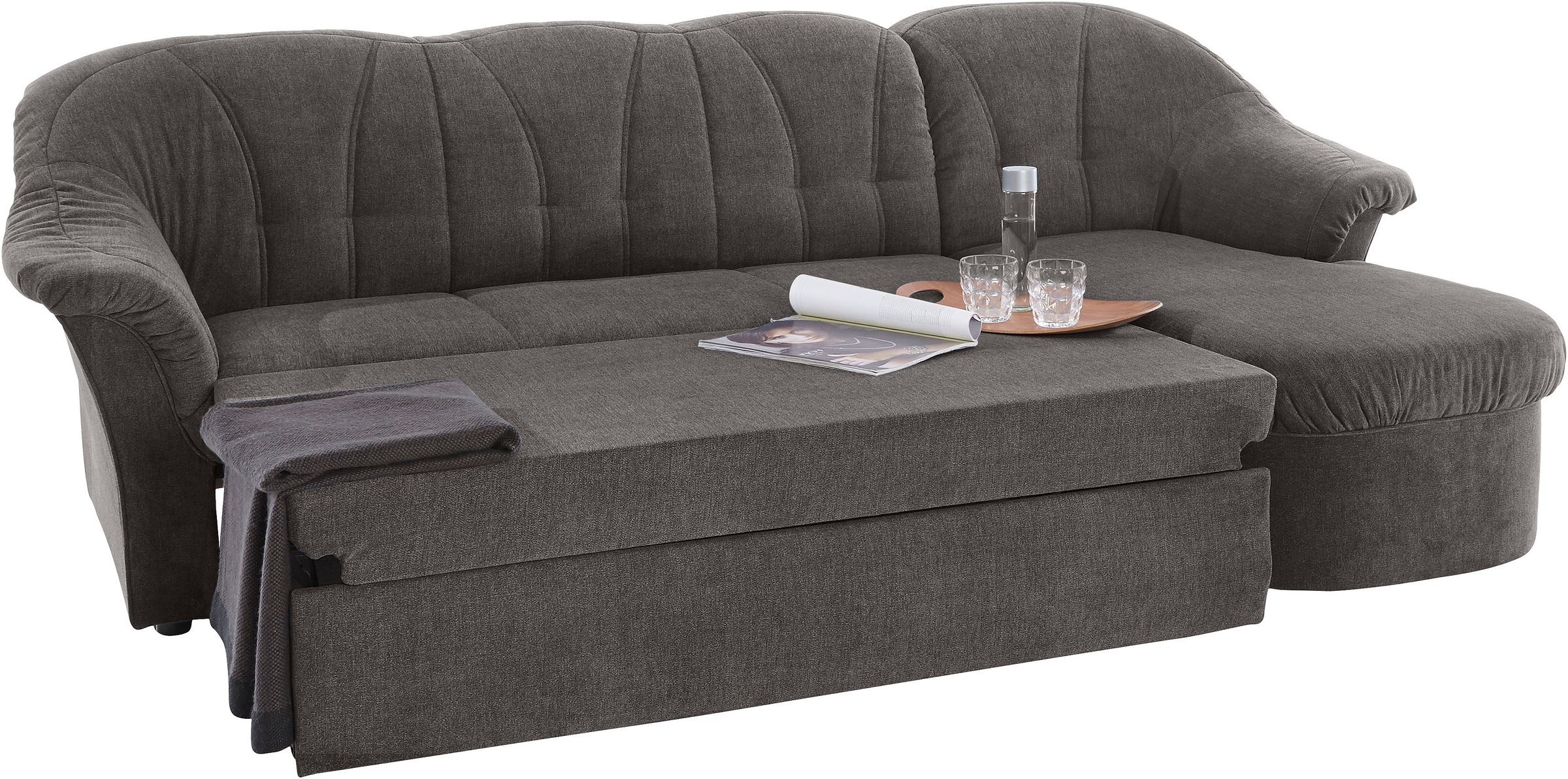 DOMO collection Ecksofa »Pegnitz, elegante Rückensteppung, komfortabel, L-Form«, wahlweise mit Bettfunktion