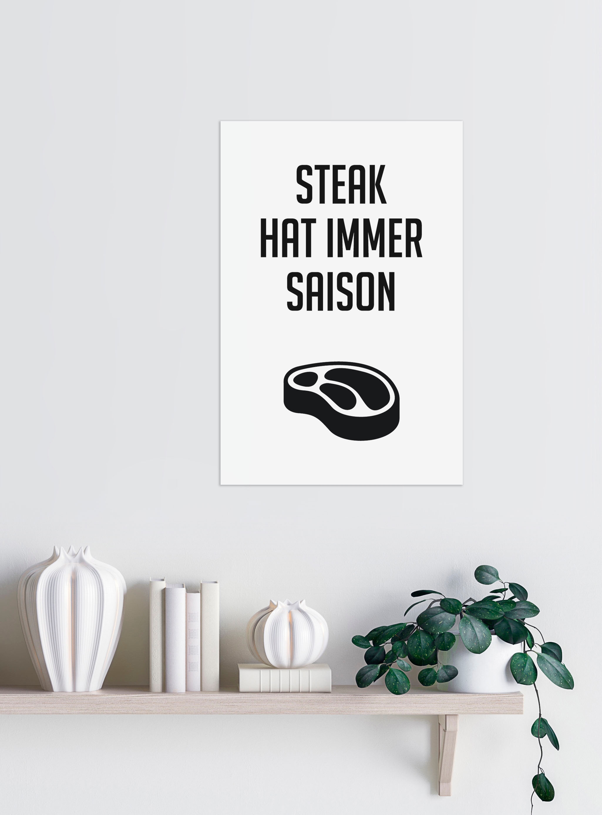 queence Wanddekoobjekt »Steak«, Stahlschild, Blechschild, Spruch, Witzig, Wanddeko, retro, 20x30cm