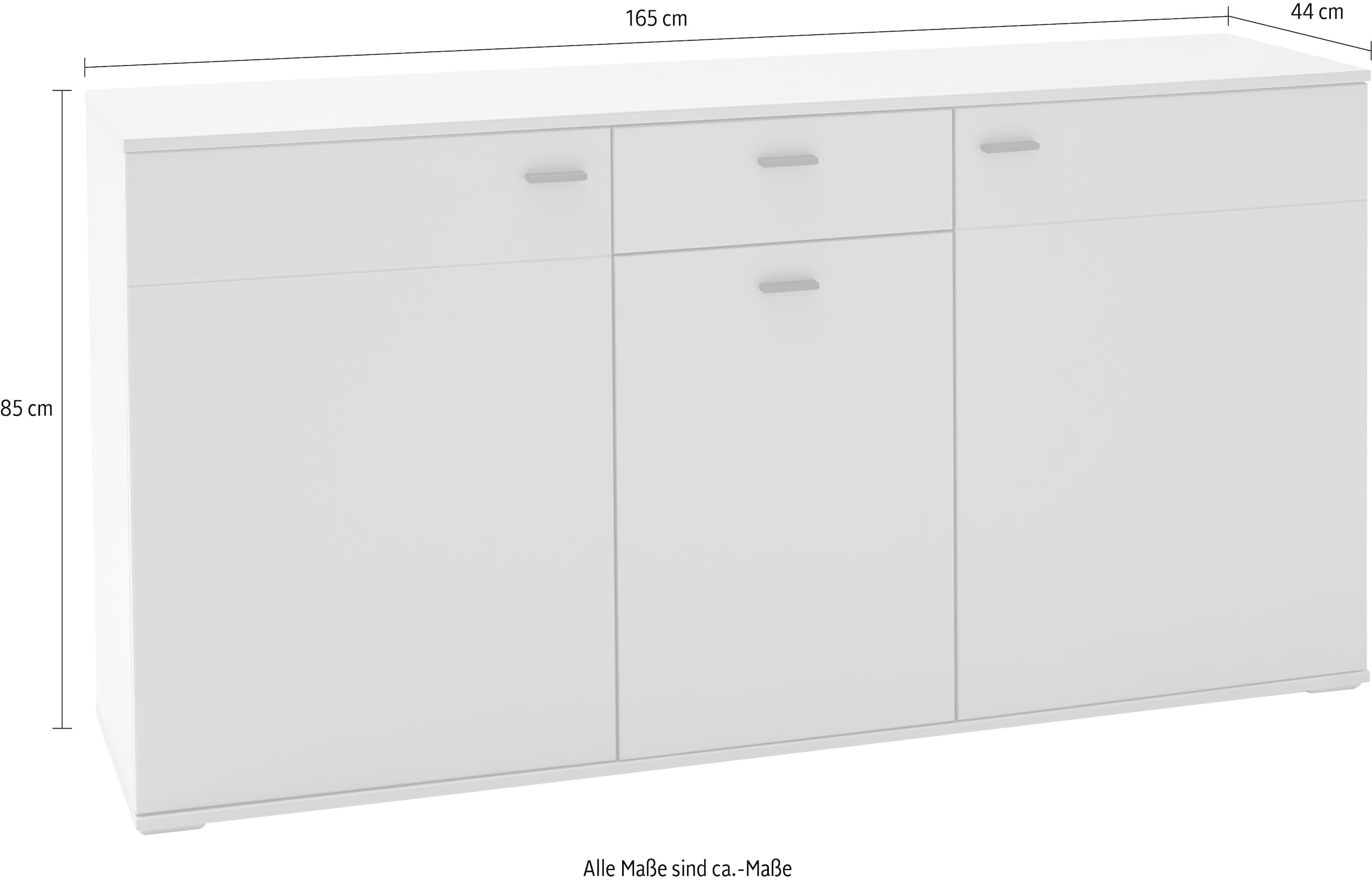 MCA furniture cm bequem »Zadar«, in Grau Sideboard Wohnzimmerschrank Arktis breit kaufen 165