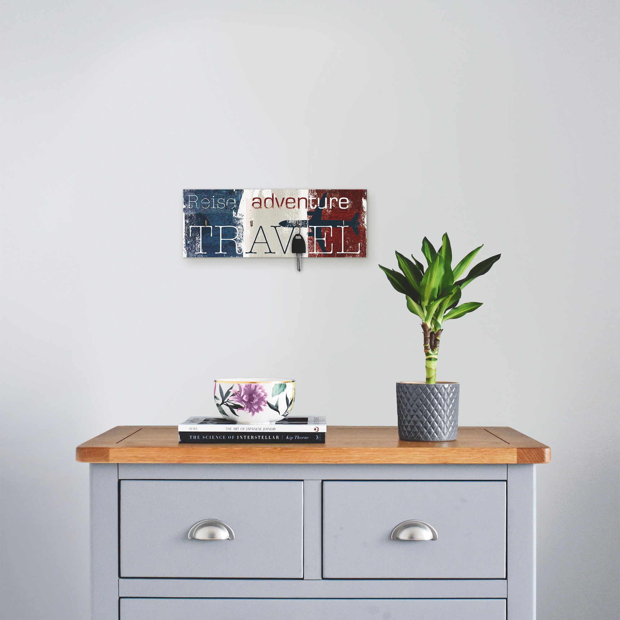 Image of Artland Hakenleiste »Reisen«, aus Holz mit 4 Schlüsselhaken – Schlüsselboard, Schlüsselbretter, Schlüsselhalter, Schlüsselaufhänger für den Flur – Stil: Modern bei Ackermann Versand Schweiz