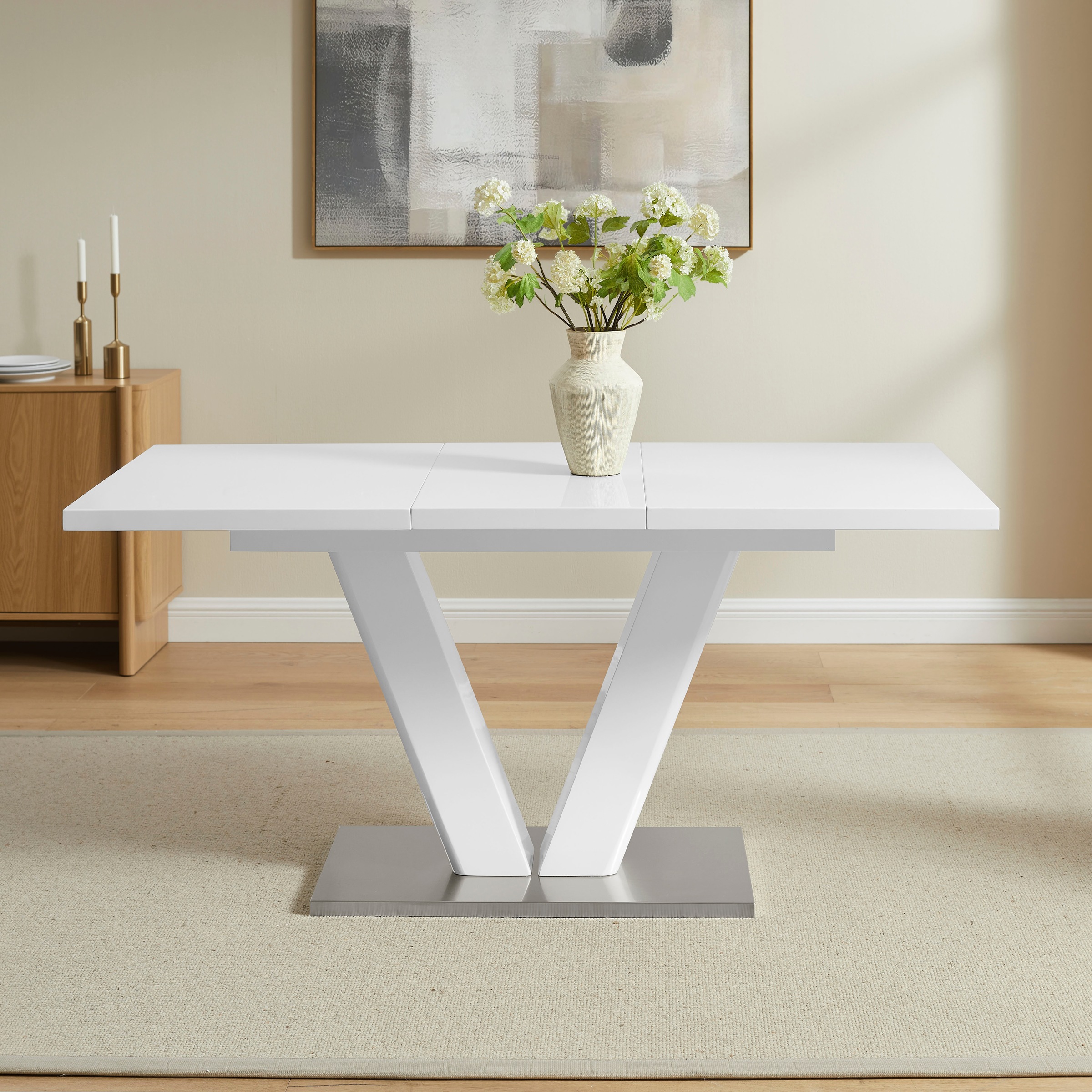 GOODproduct Essgruppe »Gellina« Set, 4 tlg. ausziehbarer Esstisch, Freischwinger, Sitzbank mit Rückenlehne