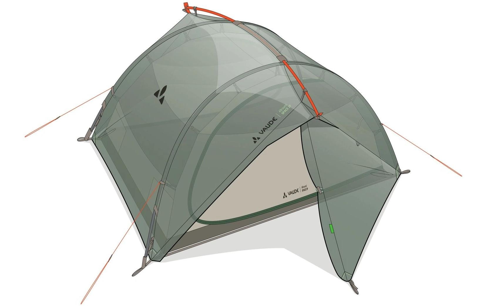 VAUDE Tente dôme »Allround Space 2P, agave« 2 Personen