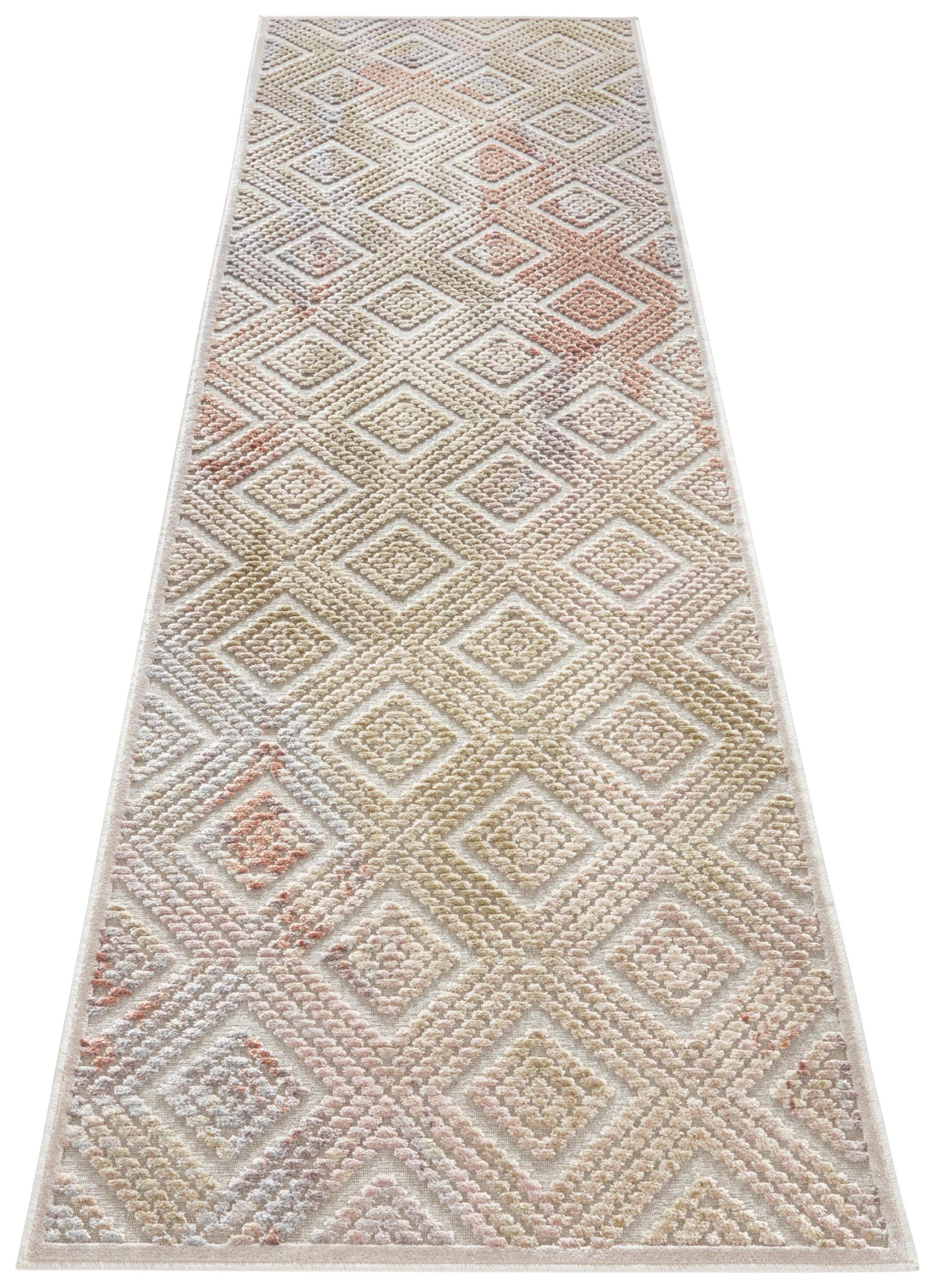 Image of ELLE DECORATION Läufer »Isère«, rechteckig, 8 mm Höhe, Kurzflor, weicher Velour, Geometrisches Muster, Hoch-Tief Struktur, Wohnzimmer, Schlafzimmer, Robust, Pflegeleicht bei Ackermann Versand Schweiz