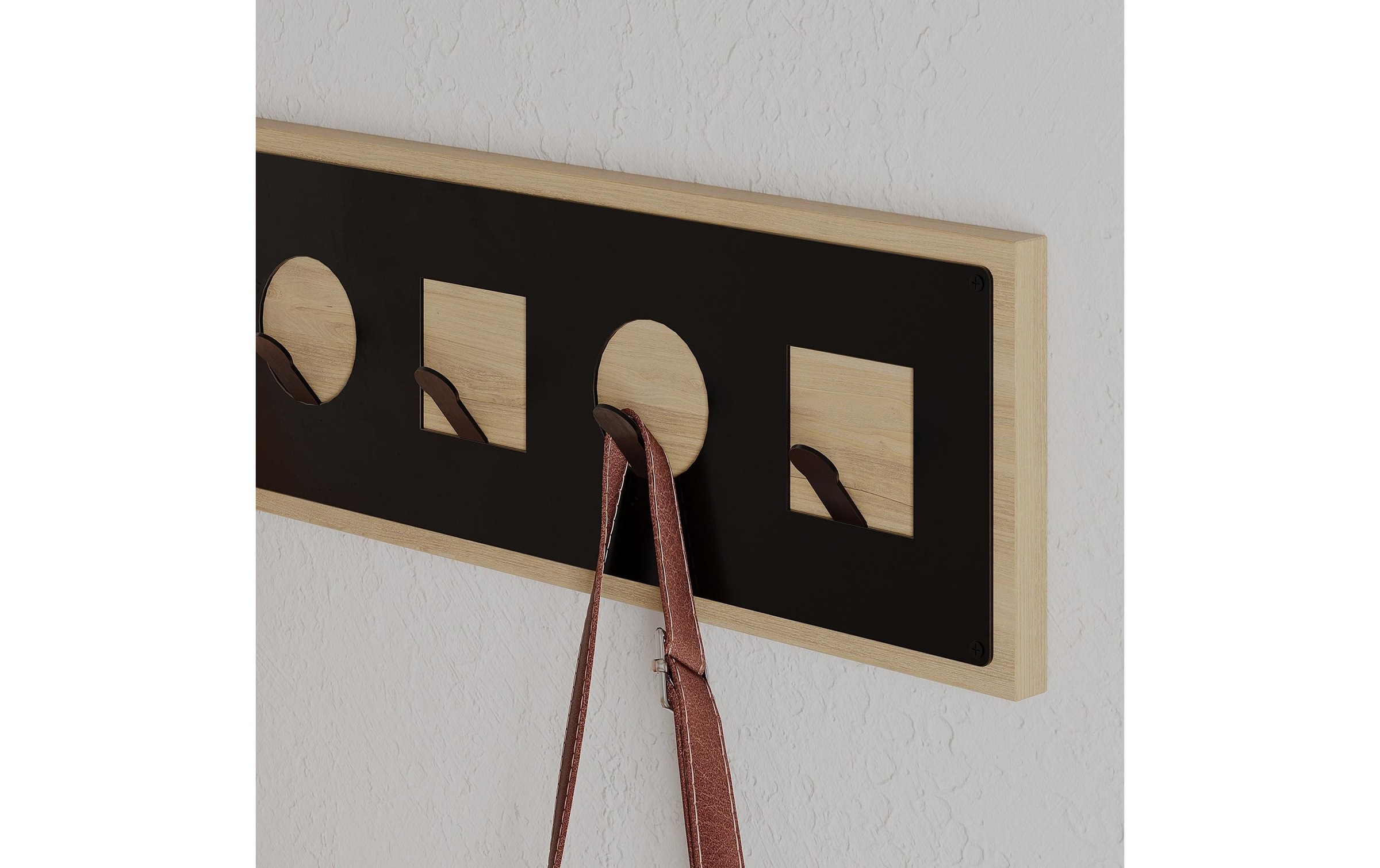 Garderobenleiste »Woody Fashion Icon Sapphire 5 Haken, Nature/Schwarz«