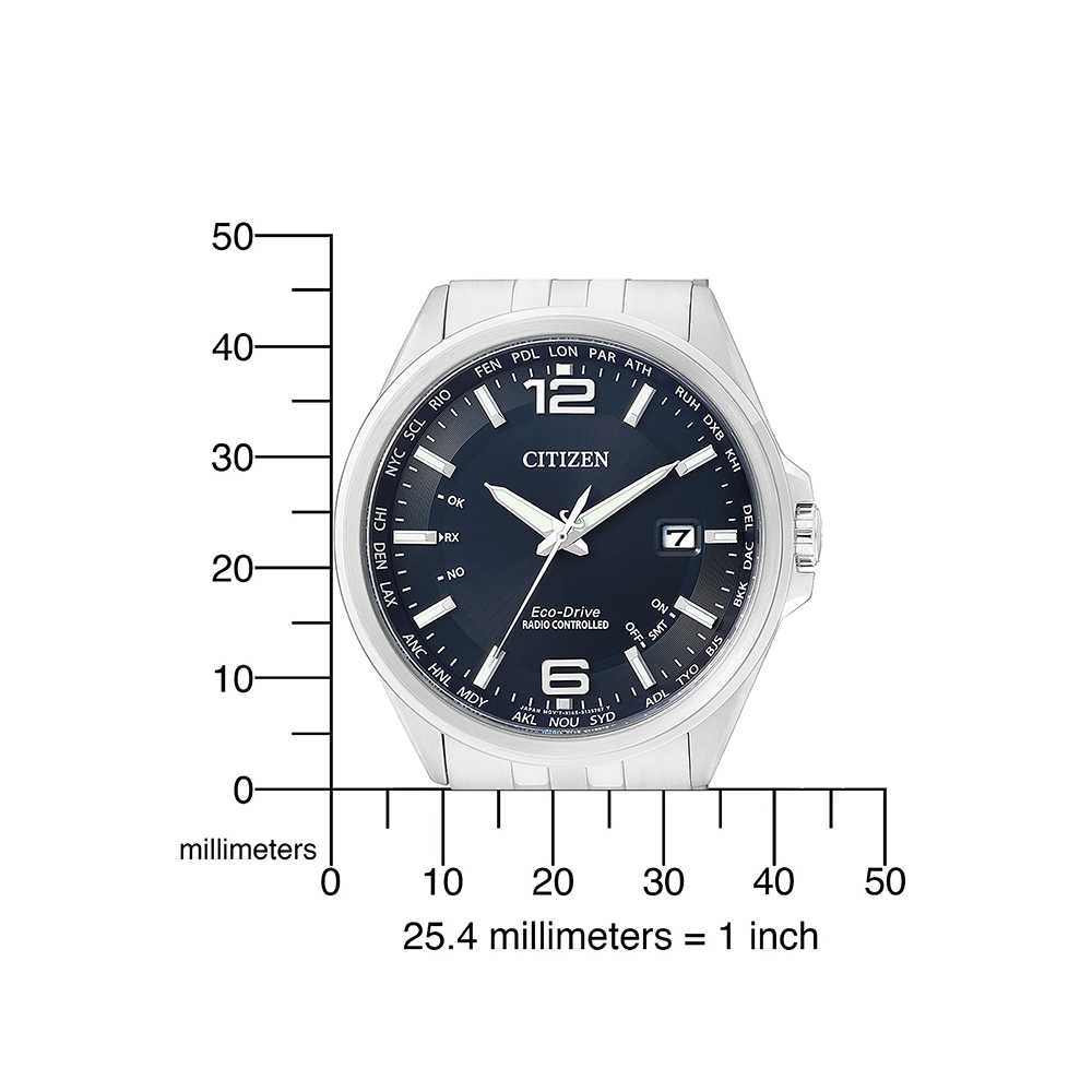 Citizen Horloge radio 41 : montre-bracelet, montre homme, solaire, bracelet en acier inoxydable, verre saphir, date