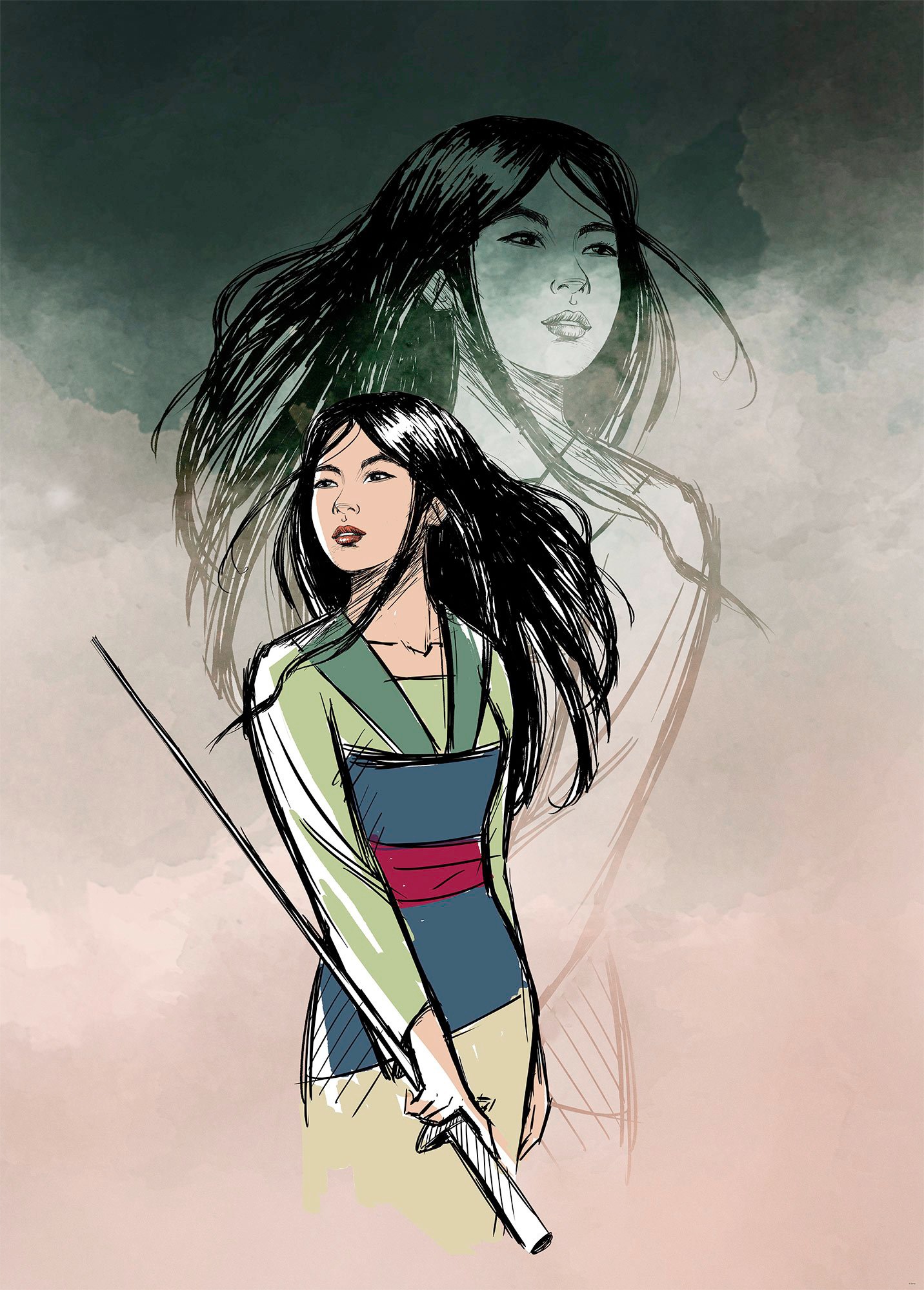 Image of Komar Fototapete »Brave Mulan«, bedruckt-Comic-Retro-mehrfarbig, BxH: 200x280 cm bei Ackermann Versand Schweiz