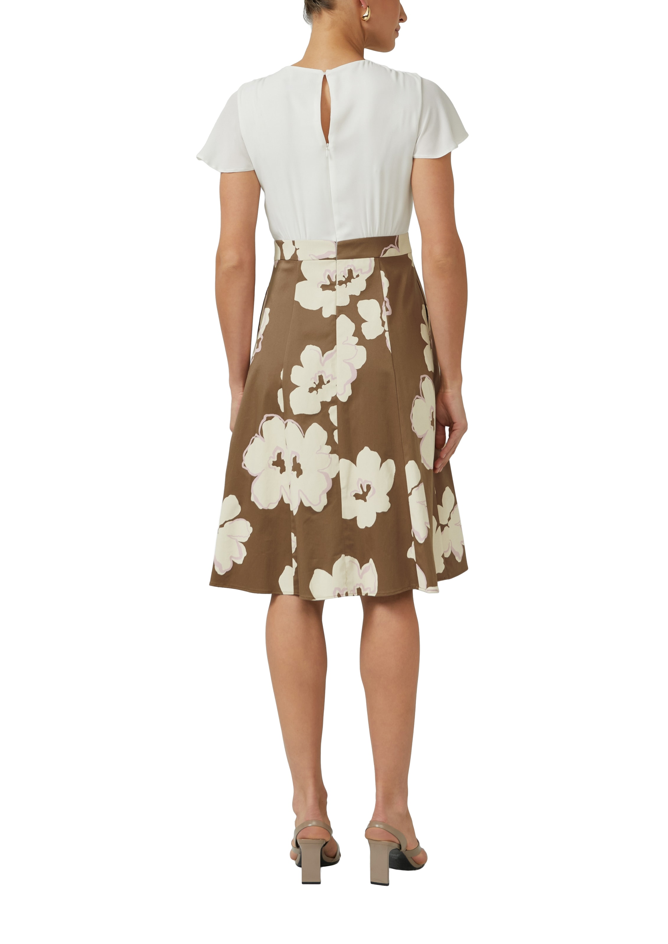 s.Oliver BLACK LABEL Robe fourreau Tailliertes Etuikleid aus Baumwoll-Elasthan-Mix und geblümt