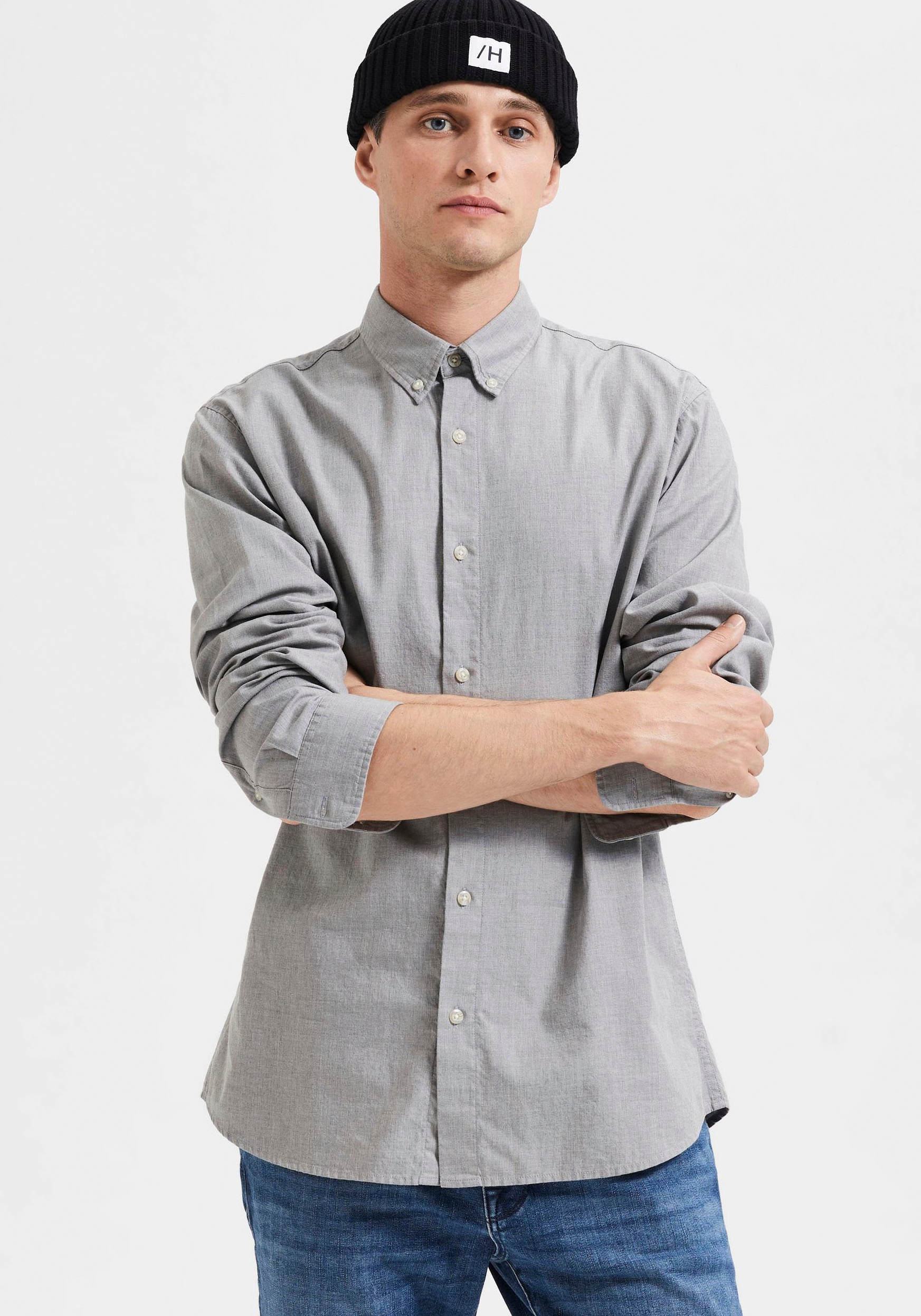 SELECTED HOMME Langarmhemd »SLHSLIMTHEO SHIRT LS«