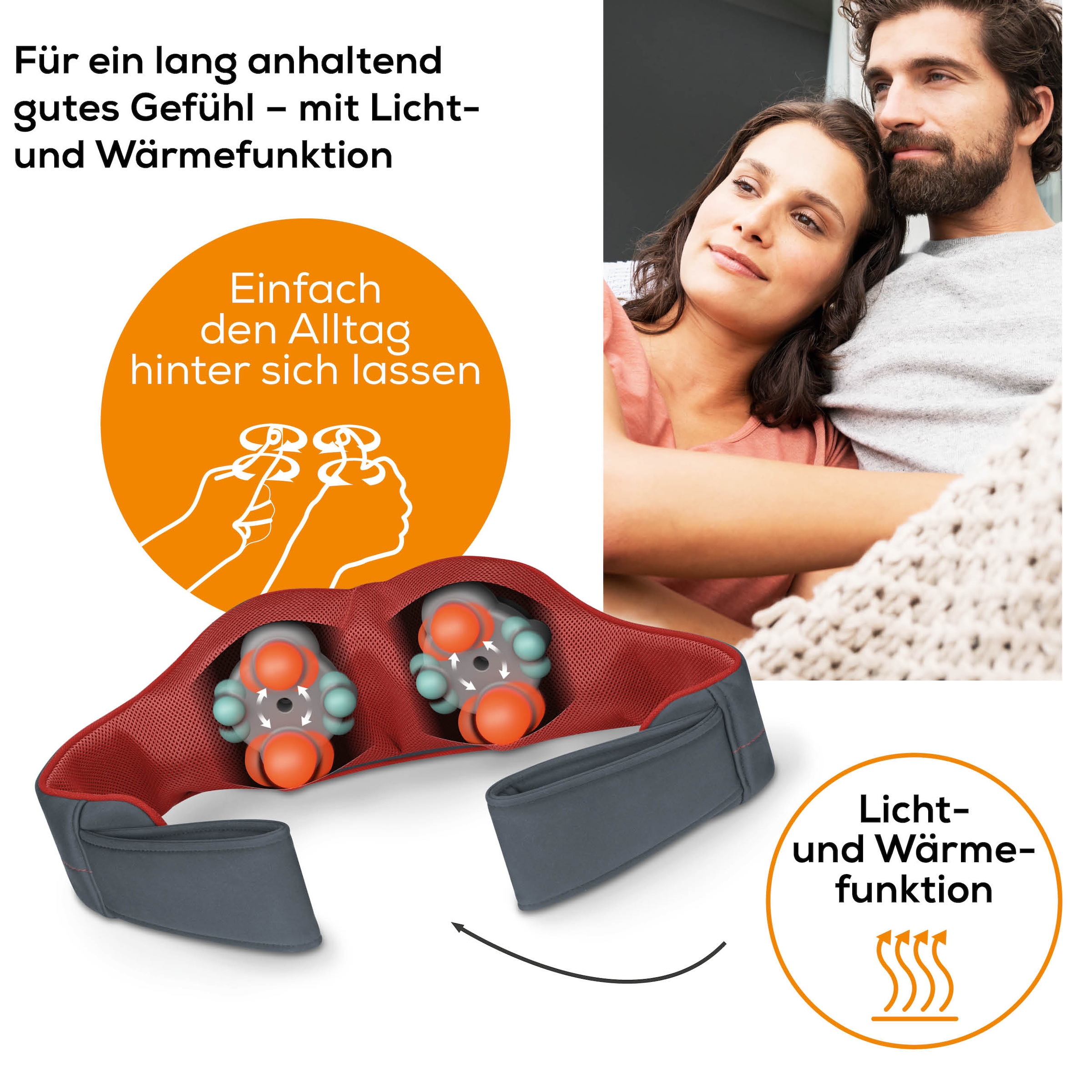 BEURER Shiatsu-Massagegerät »MG 151 für ein reales Massageerlebnis durch 3D Rückenmassage«, Mit Licht- und Wärmefunktion, 3 Intensitätsstufen, Abschaltautomatik