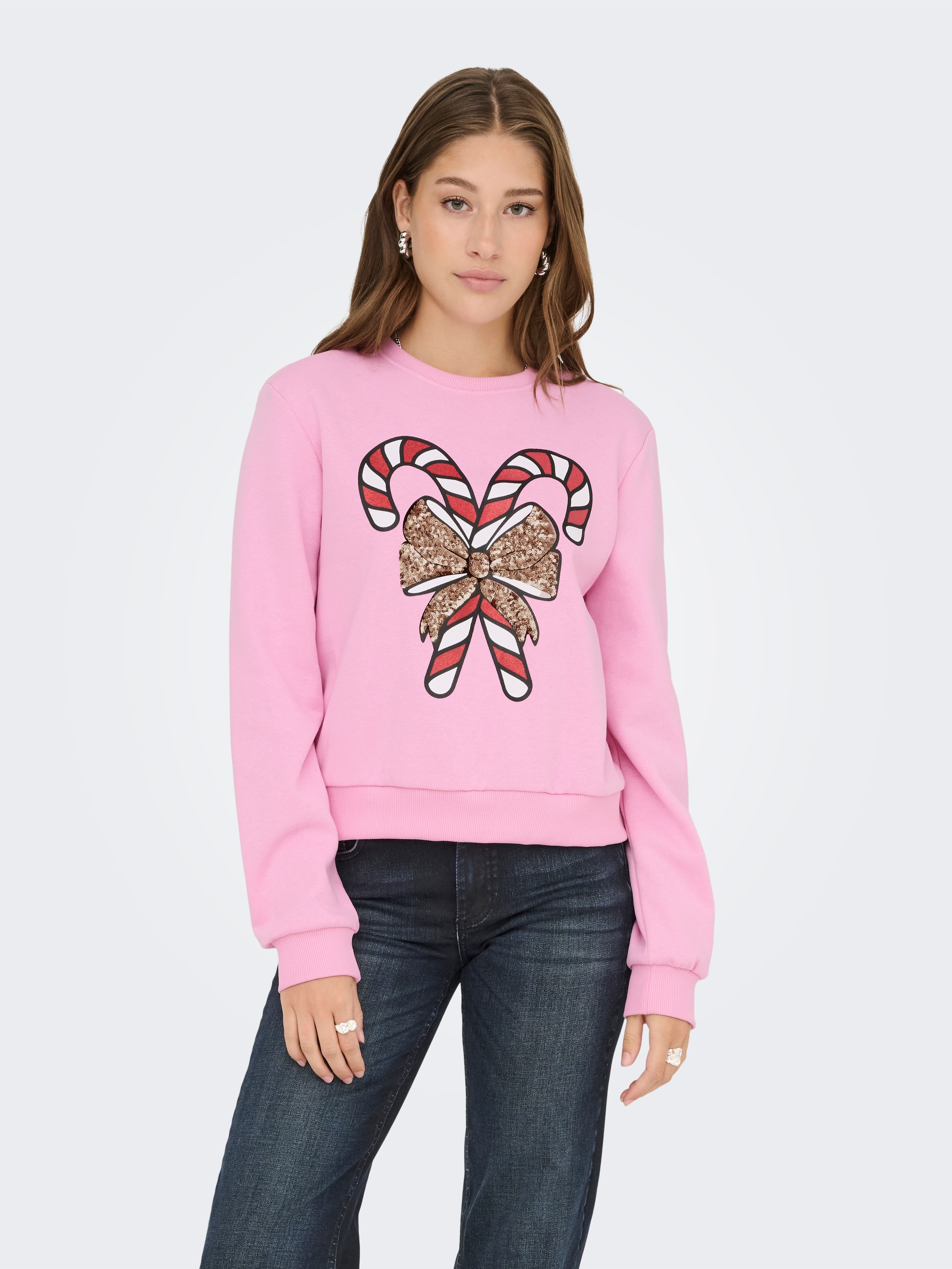 ONLY Weihnachtssweatshirt »ONLYDA XMAS L/S O-NECK BOX SWT«, Baumwollmischung, regular fit
