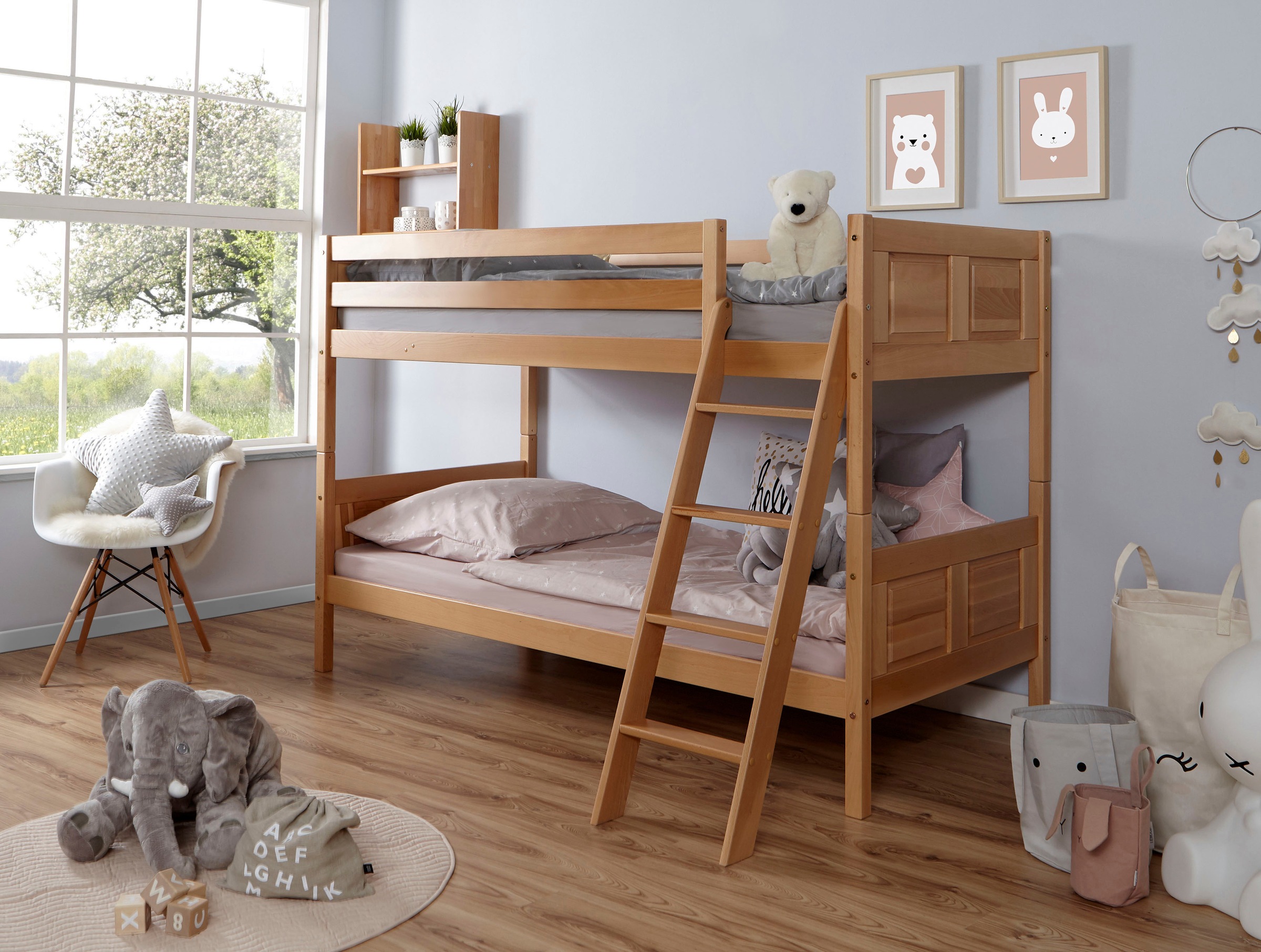 Image of Ticaa Etagenbett »Erni«, mit Rollrost wahlweise mit Matratze, Buche bei Ackermann Versand Schweiz