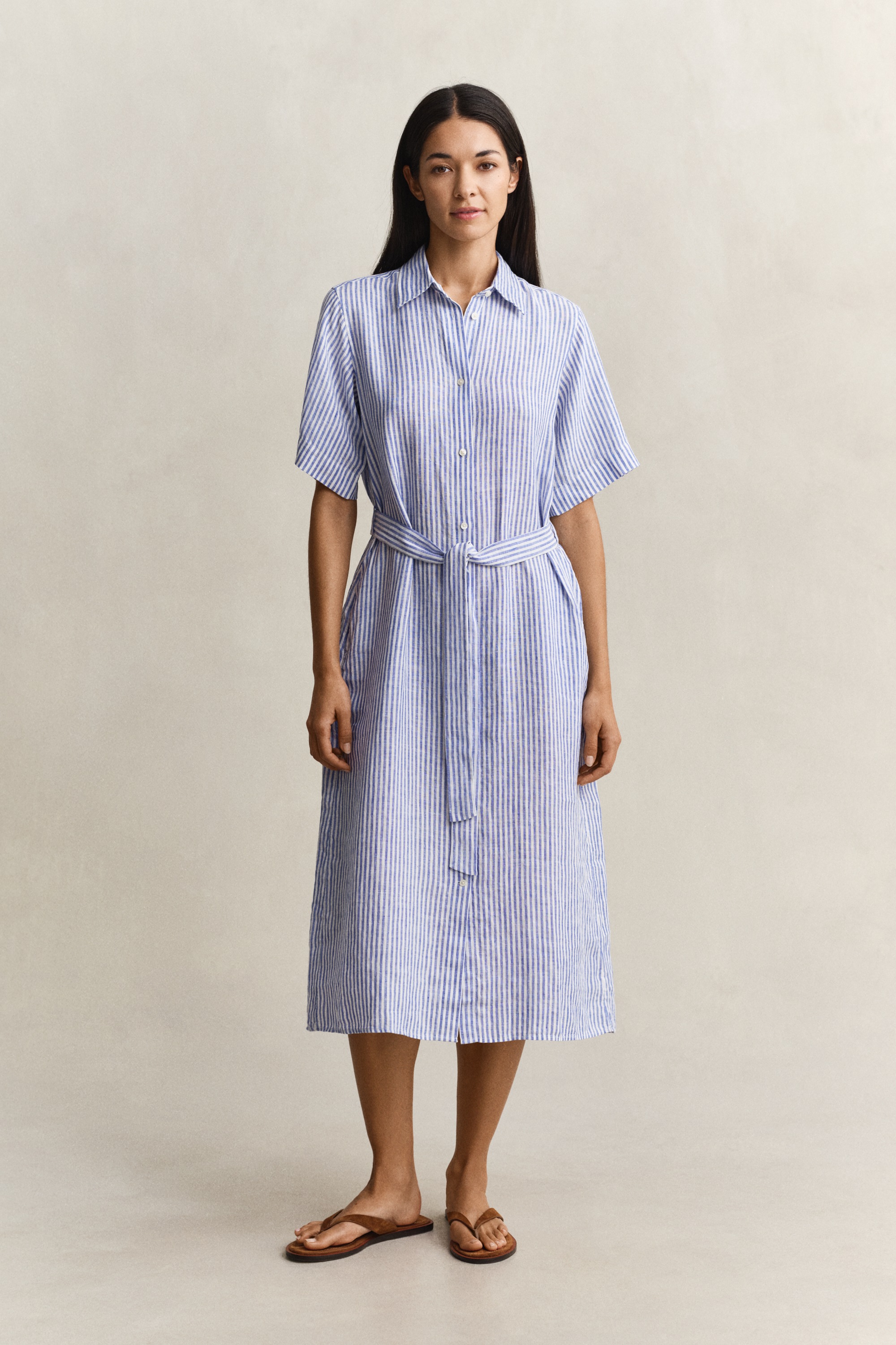 Gant Robe chemisier »STRIPED LINEN« Regular fit mit Bindegürtel