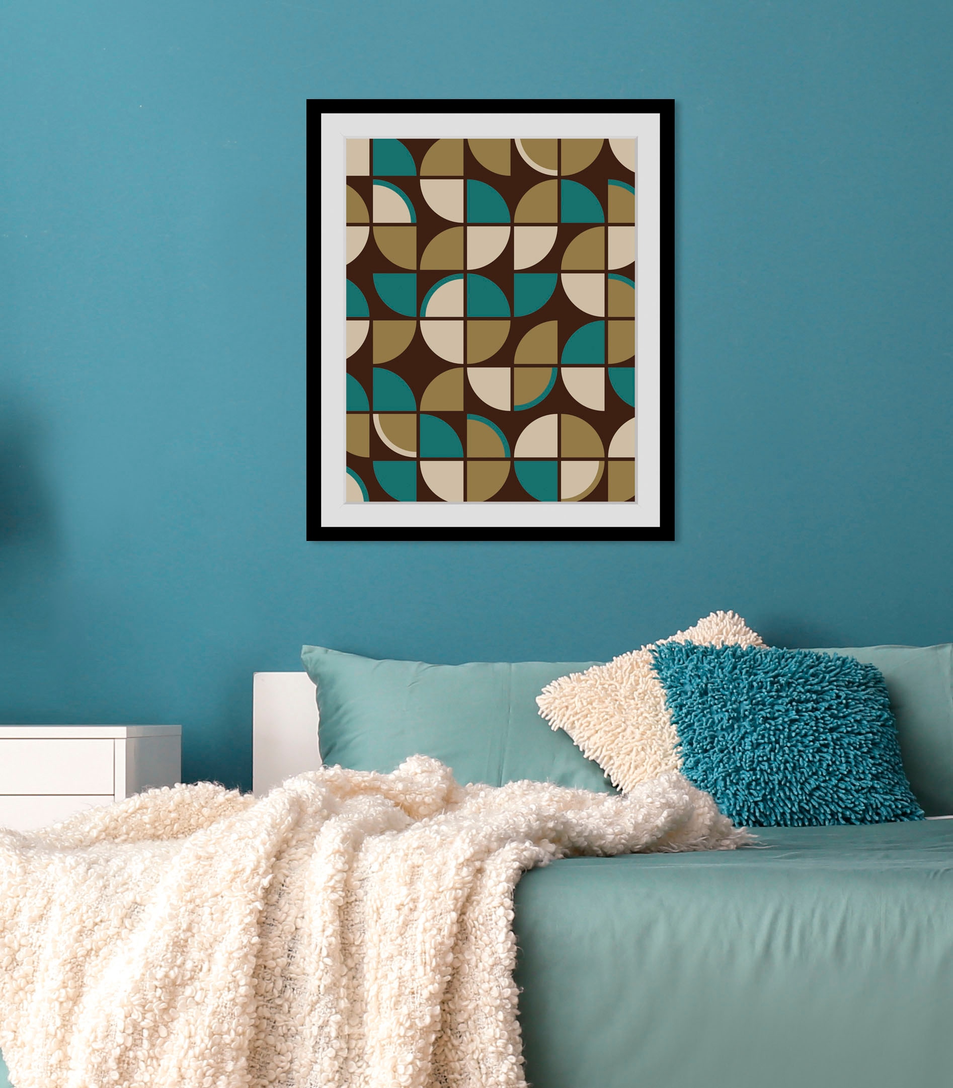 Image of queence Bild "Roland" Abstrakt Figuren Kunst Zeichen 1 Stk. tlg. HD Premium Poster-Druck inkl. Holzrahmen