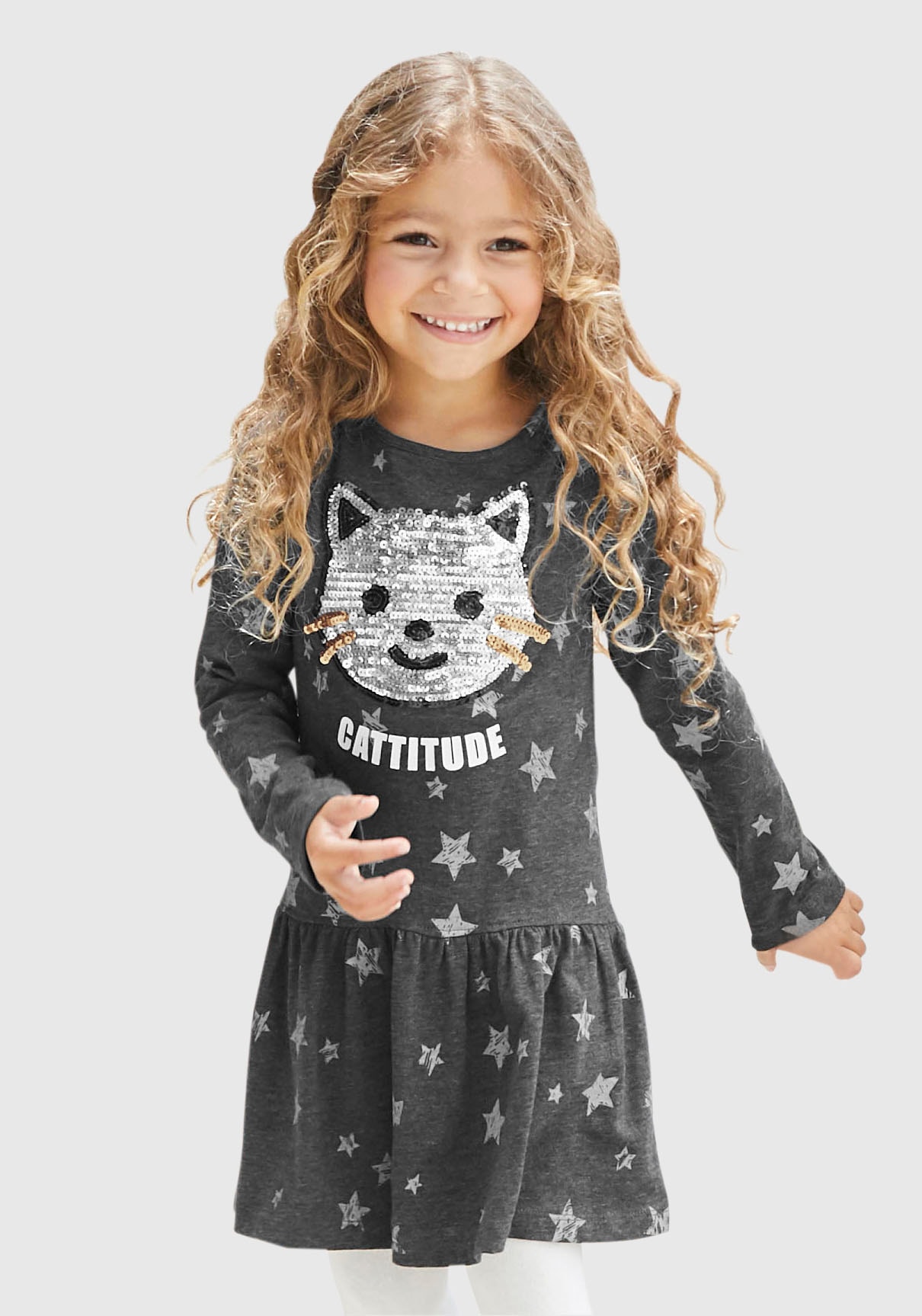 Image of KIDSWORLD Jerseykleid "Kleid mit Pailletten" Shirtkleid mit süsser Paillettenapplikation