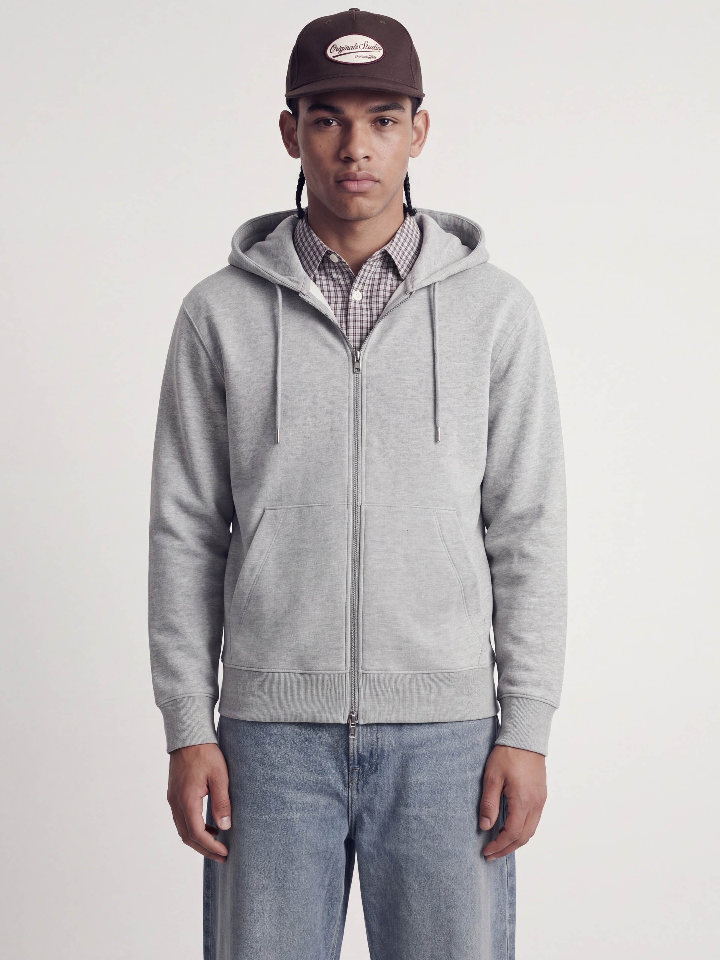 Image of Jack & Jones Kapuzensweatjacke "JJEACE SWEAT ZIP HOOD NOOS" Baumwollmischung, relaxed fit