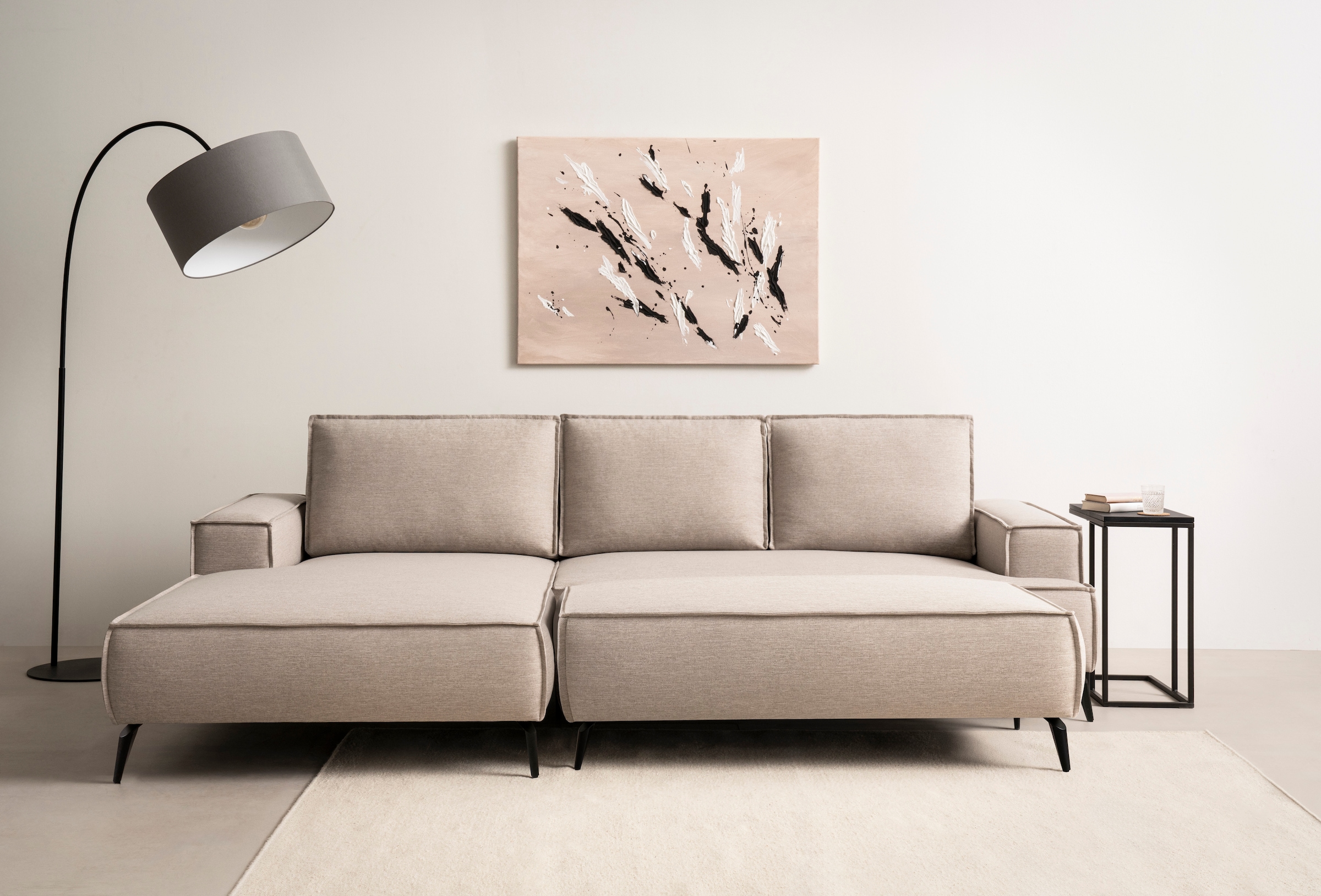 Home affaire Sitzgruppe »TVINNU, Polsterecke L-Form, Schlaffunktion, mit Hocker« Set, 2 Stk. tlg. Set, stellbar zum Schlafsofa (Krokodilverbinder)