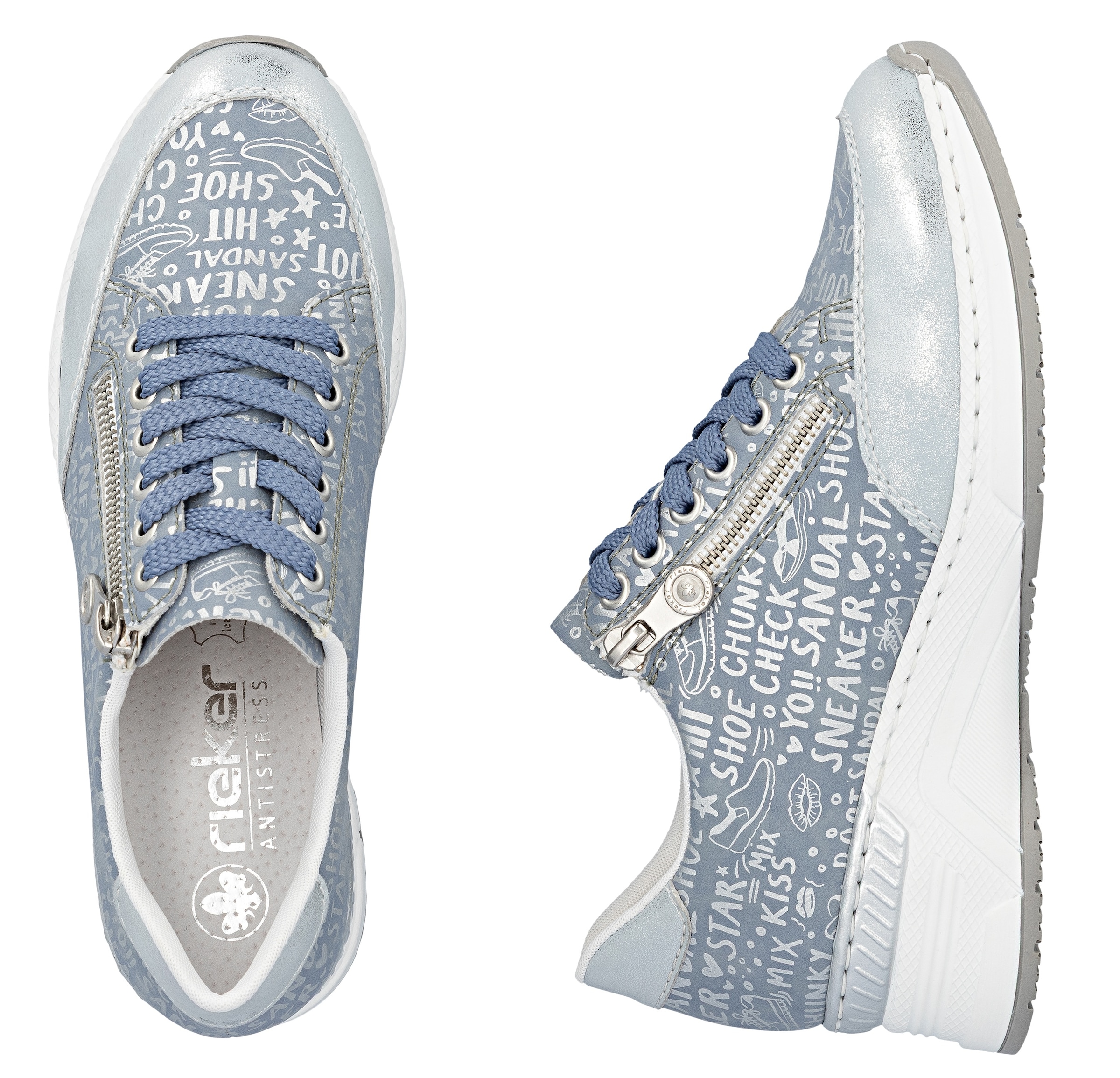 Rieker Sneakers  mit Lettern bedruckt, Freizeitschuh, Halbschuh, Schnürschuh