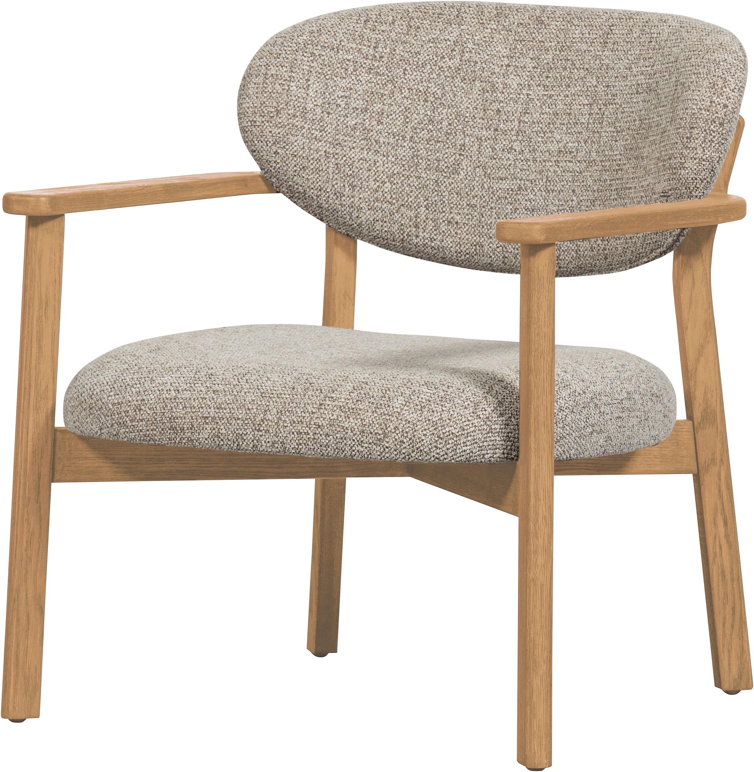 WOOOD Loungesessel »Udar mit Eichenholzgestell und More-Melange-Bezug, B68 x T75 x H76 cm« Sehr hohe Verschleissfestigkeit, Armlehnen integriert, Tragkraft 120 kg