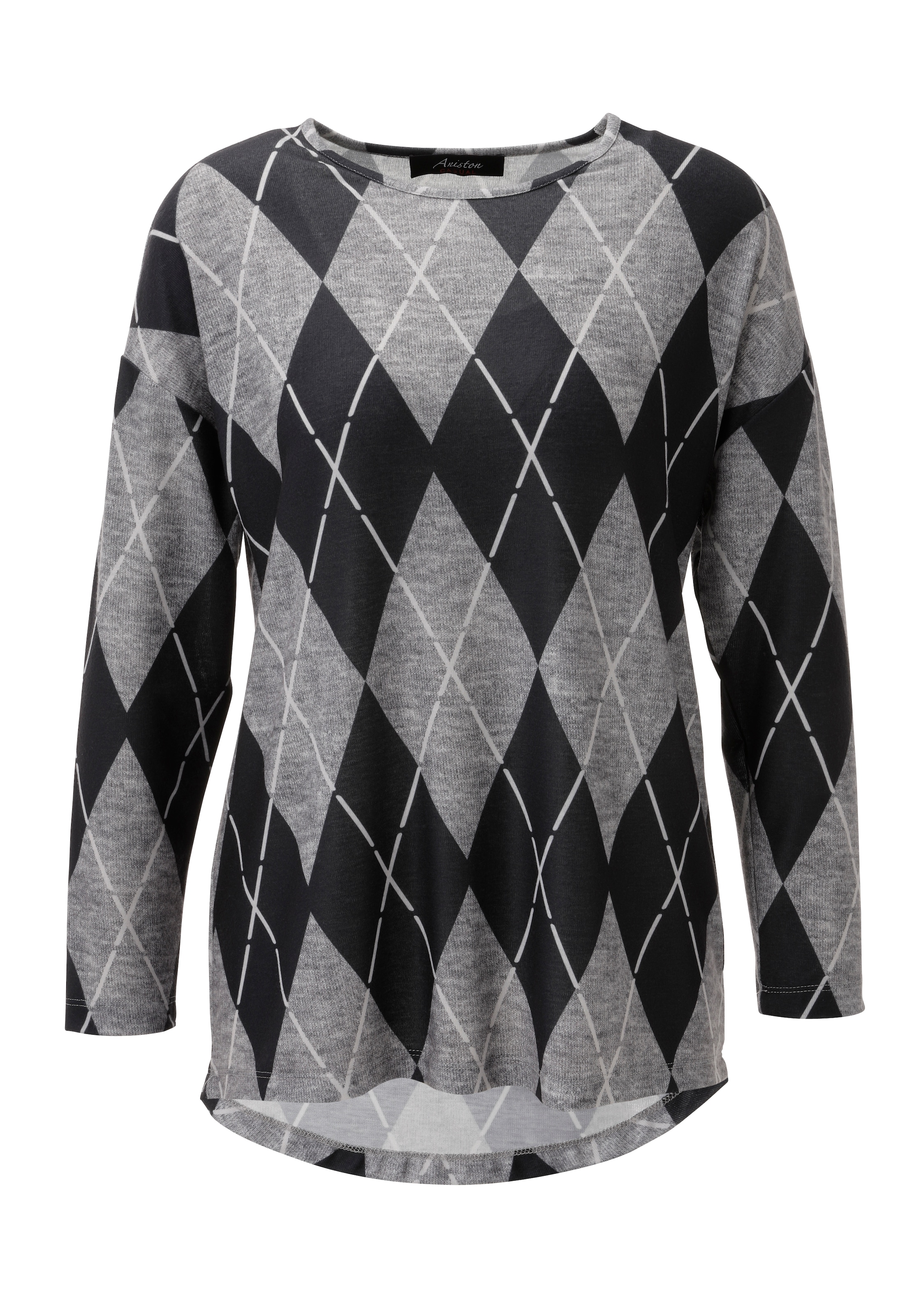 Aniston CASUAL Sweat-shirt , avec motif losange sportif - chaque pièce est unique - NOUVELLE COLLECTION
