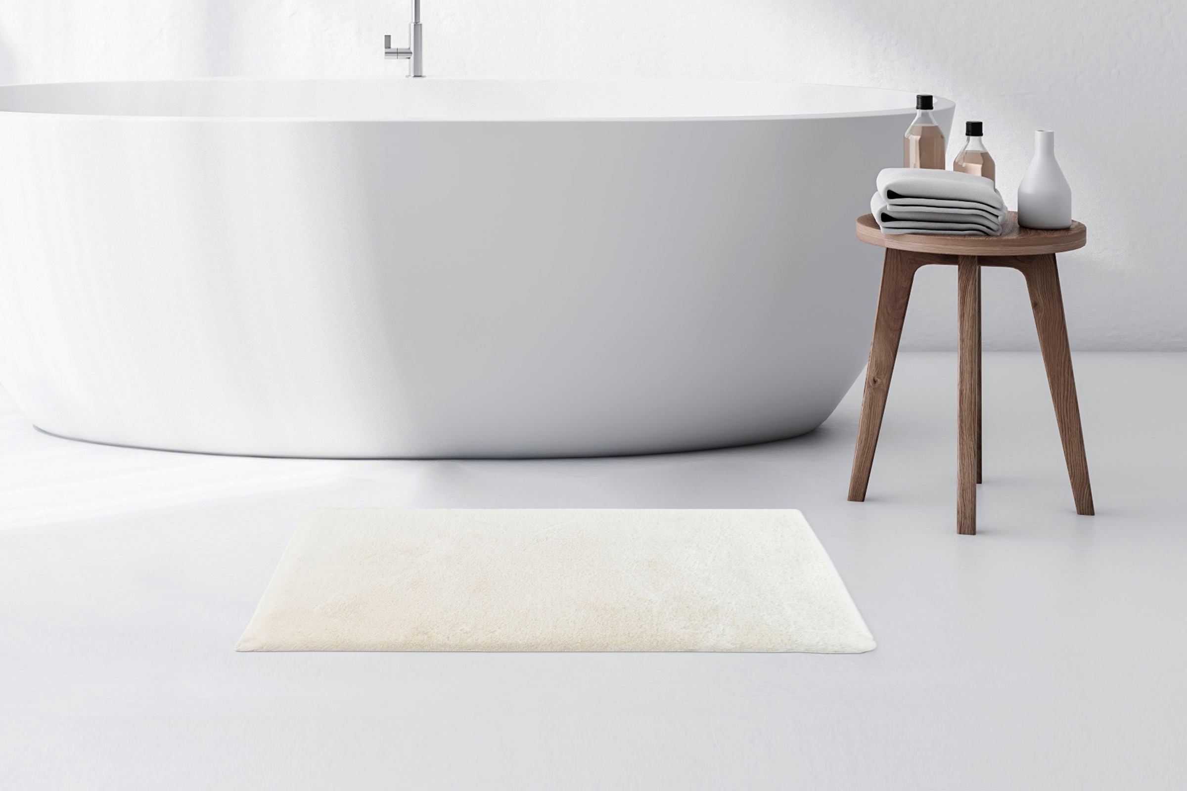 Tapis de Bain Fait à la Main "Rabbit" Blanc 50 x 90 cm