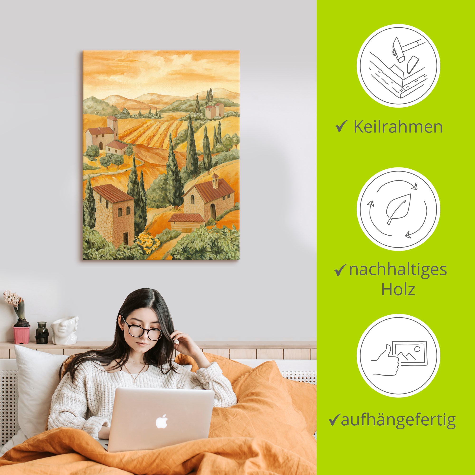 Artland Tableau sur toile »Italien Toscana« 1 cuis tlg. auf Holzrahmen gespannt