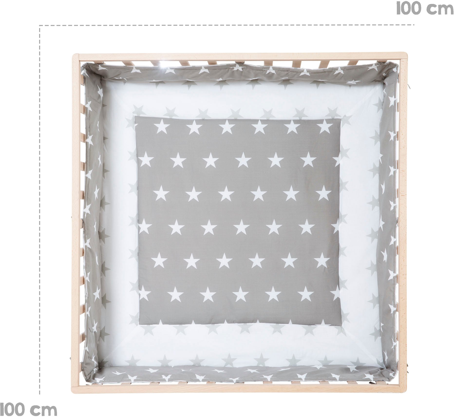roba® Laufgitter »Little Stars, 100x100 cm, natur«, bis 15 kg, mit Stoffeinlage und Nestchen; höhenverstellbar