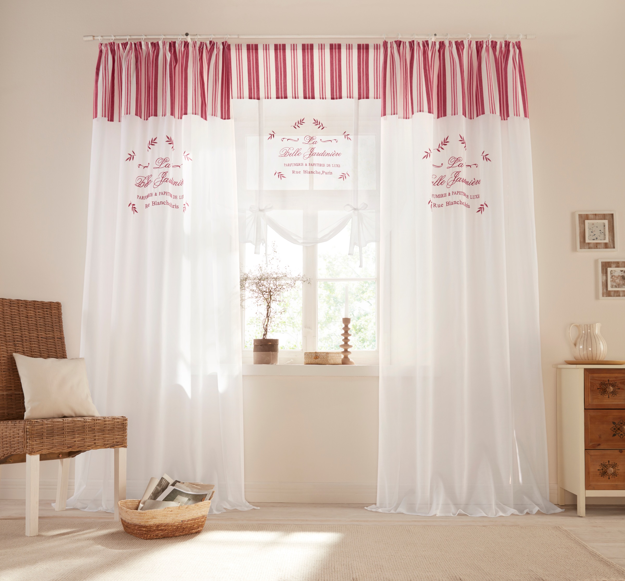 Image of Home affaire Raffrollo »Belle«, mit Stangendurchzug, halbtransparent, Baumwolloptik, bestickt bei Ackermann Versand Schweiz