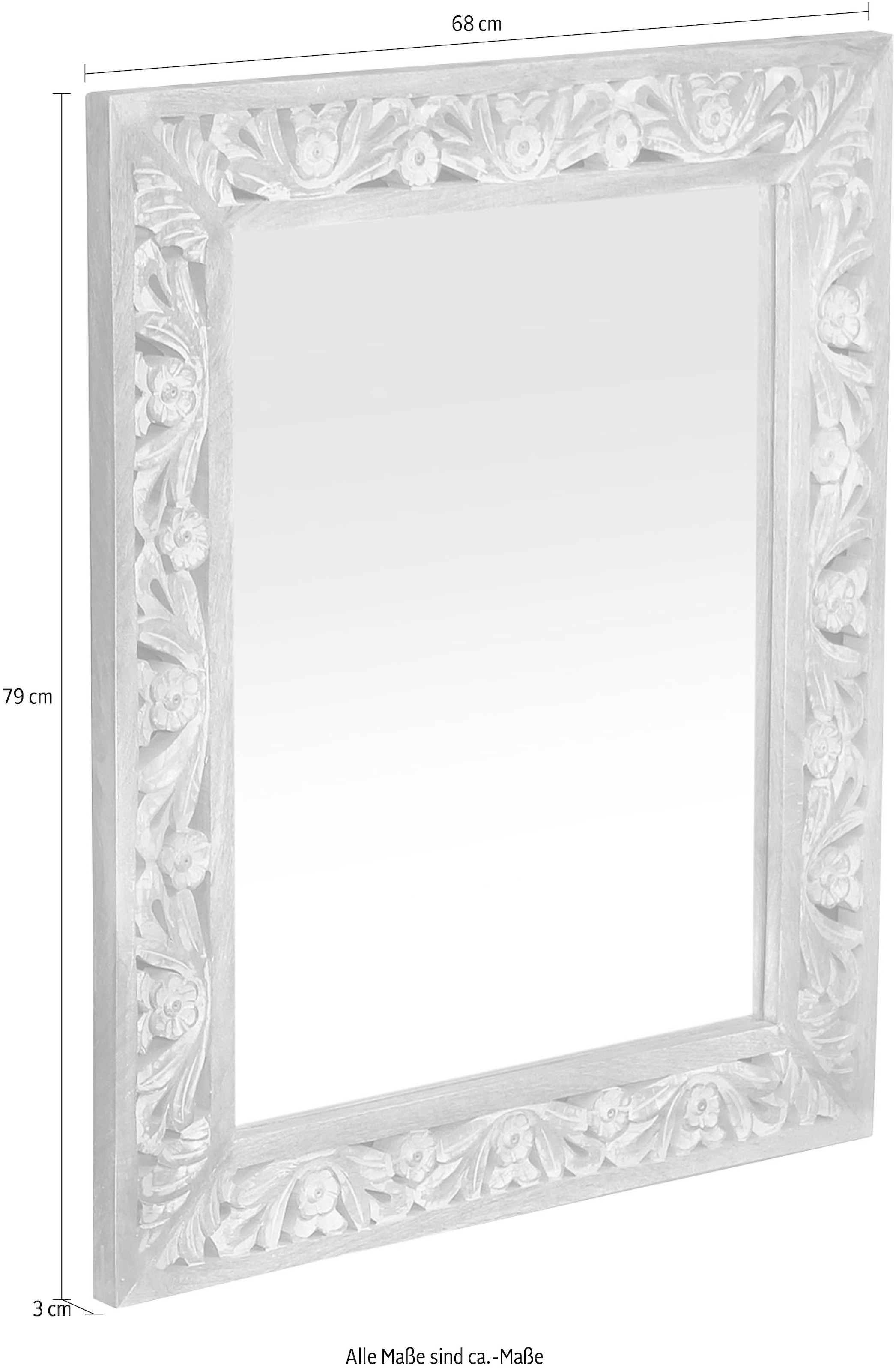 SIT Miroir mural »Galle aus Mangoholz mit kunstvollen Schnitzereien« chaque miroir est unique avec une façade façonnée artisanalement