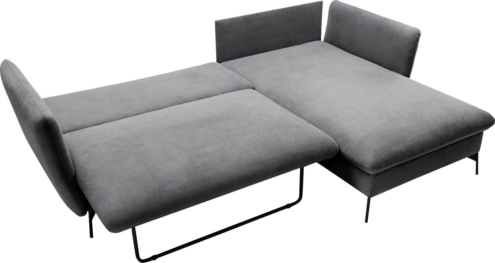 GOODproduct Canapé d'angle »LIVORNO,258 cm, L-Form,« Schlaffunktion u. Bettkasten (139/224cm), Samt, Struktur, Webstoff