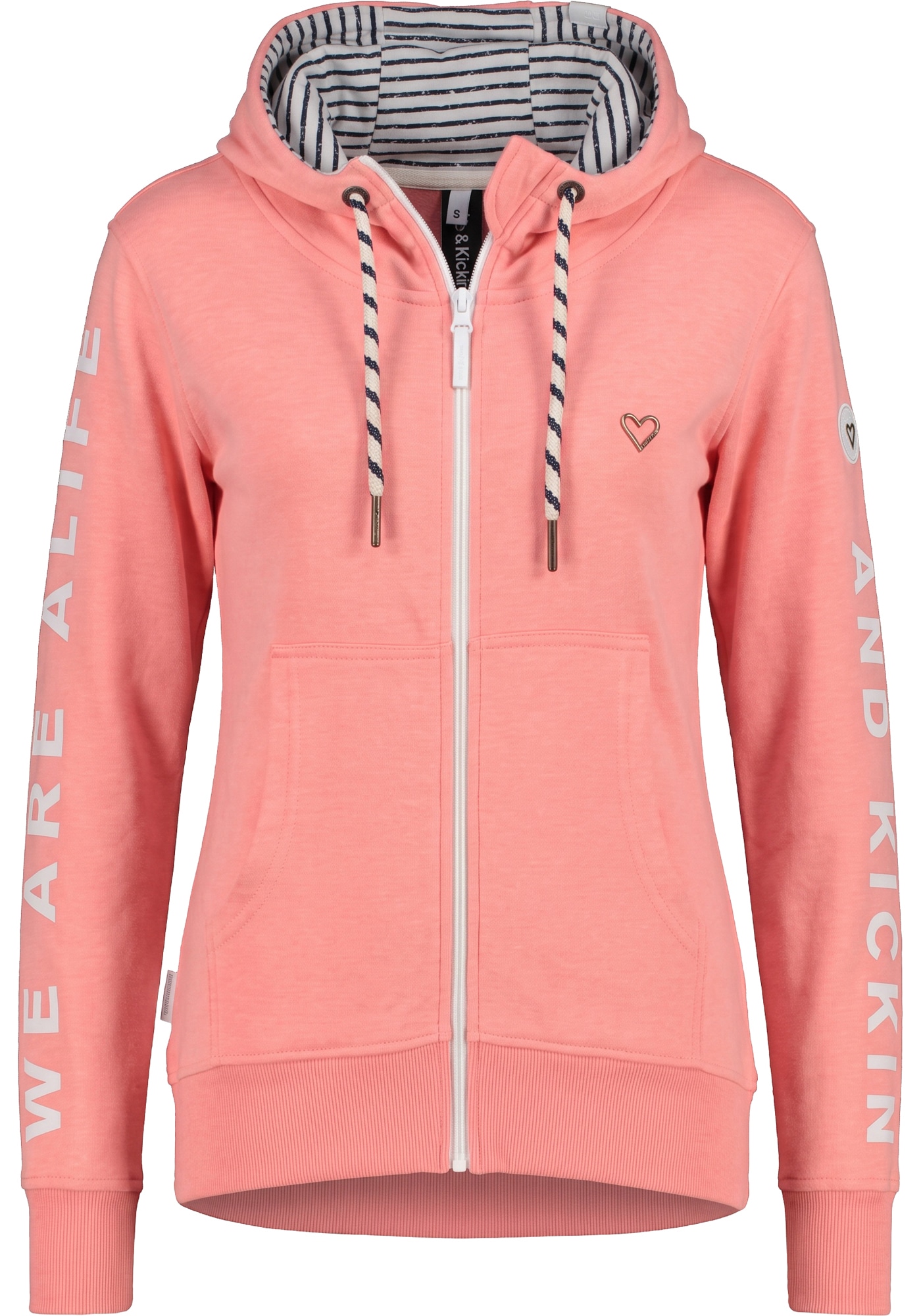 Alife & Kickin 1100000002199 »JessyAK A« leichte Kapuzensweatjackemit Logo-Schriftzug auf den Ärmeln